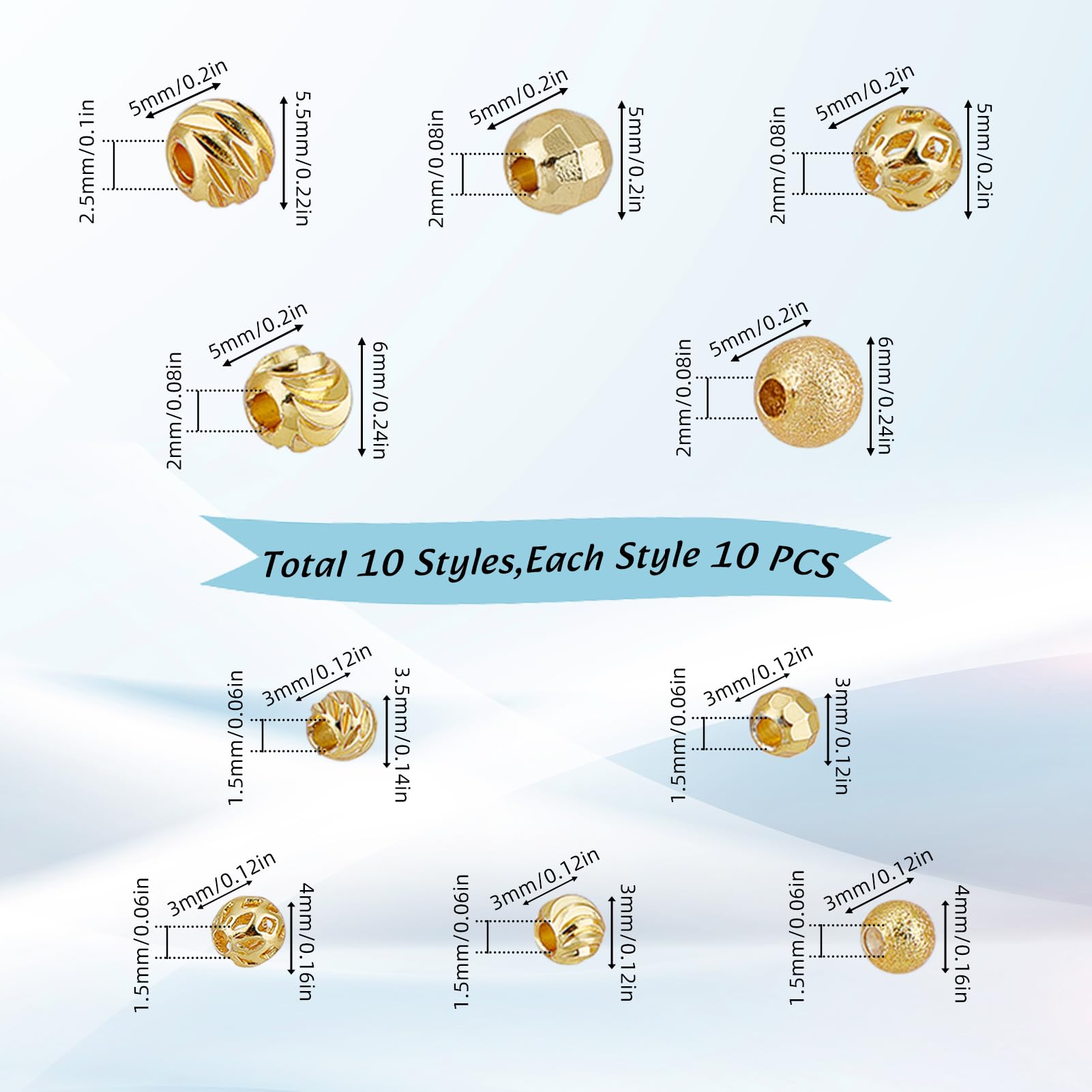 25 Perles D'espacement Torsadées En Cuivre Plaqué Or 14K - 5 Mm - Pour Fabrication Bijoux (colliers, Bracelets)