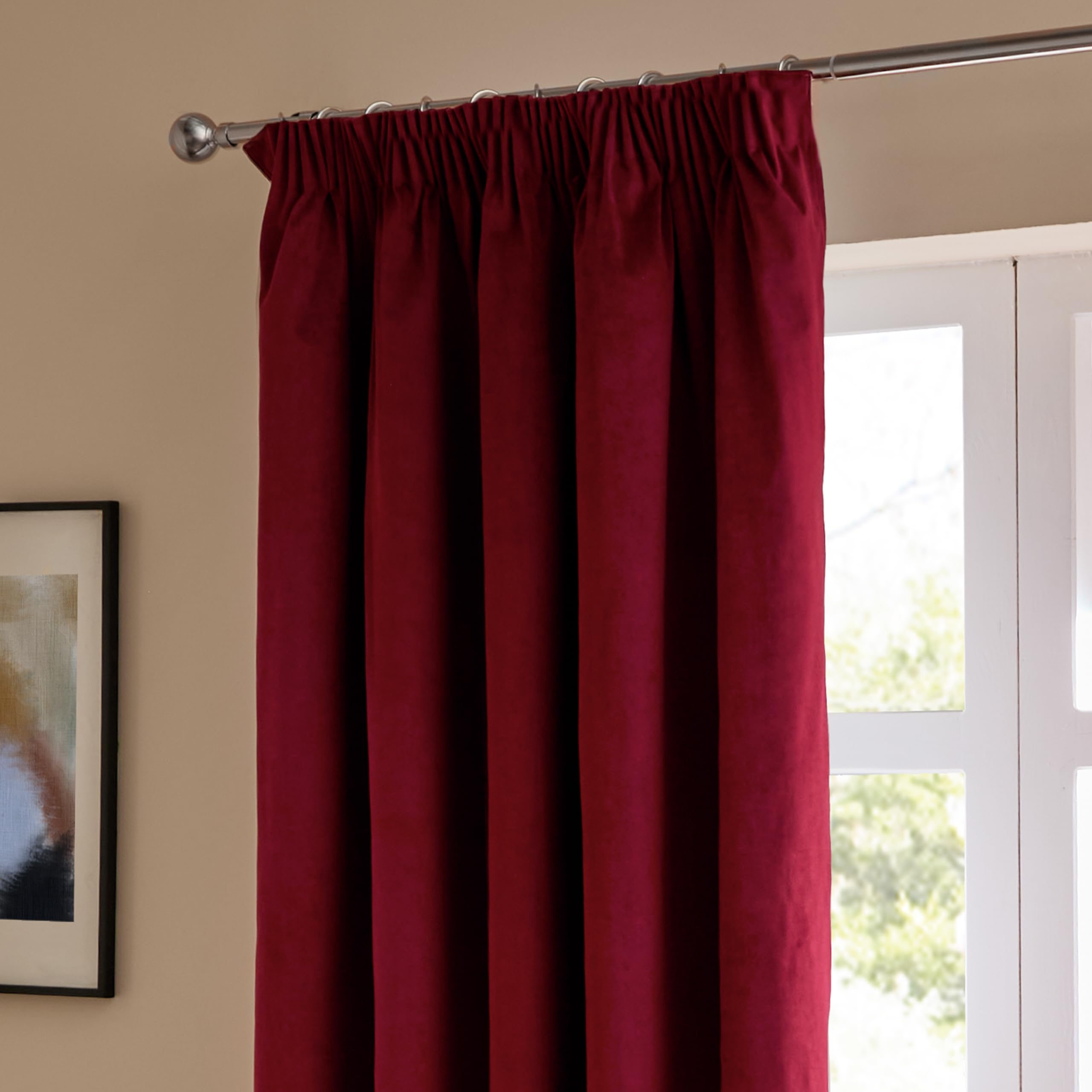furn. The Ultimate Velvet Bleistiftfalten Vorhänge (Rot-168x137cm)