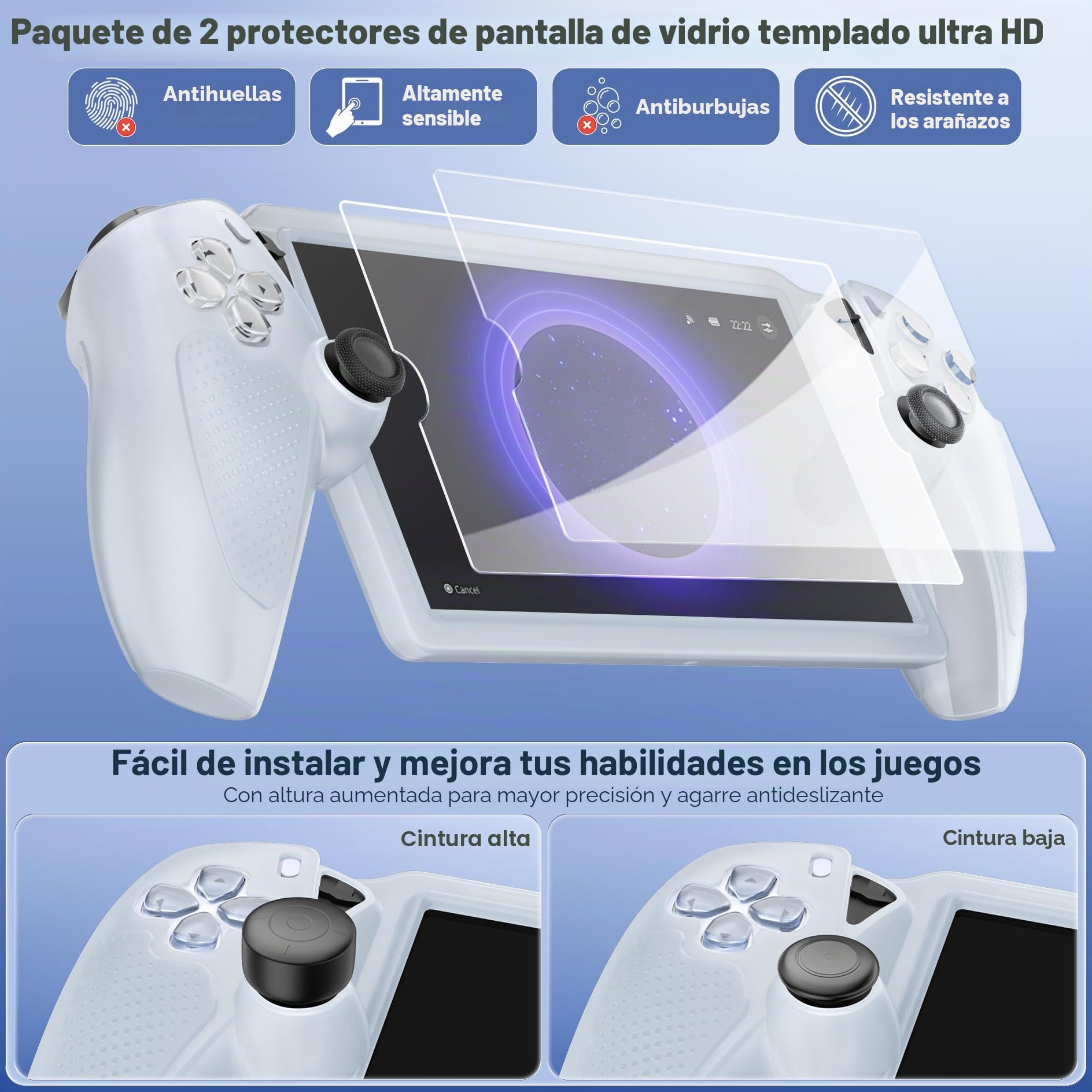 Tokluck 10 en 1 Set de Accesorios per PS Portal, Case per PlayStation Portal Remote con Funda Transparente, 2 Paquetes de Protector Pantalla de Cristal Templado & 4 Clips para el Pulgar