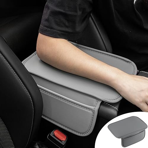 Amiss Almohadilla para consola central de automóvil, de piel sintética, funda de almacenamiento para reposabrazos de automóvil, accesorios