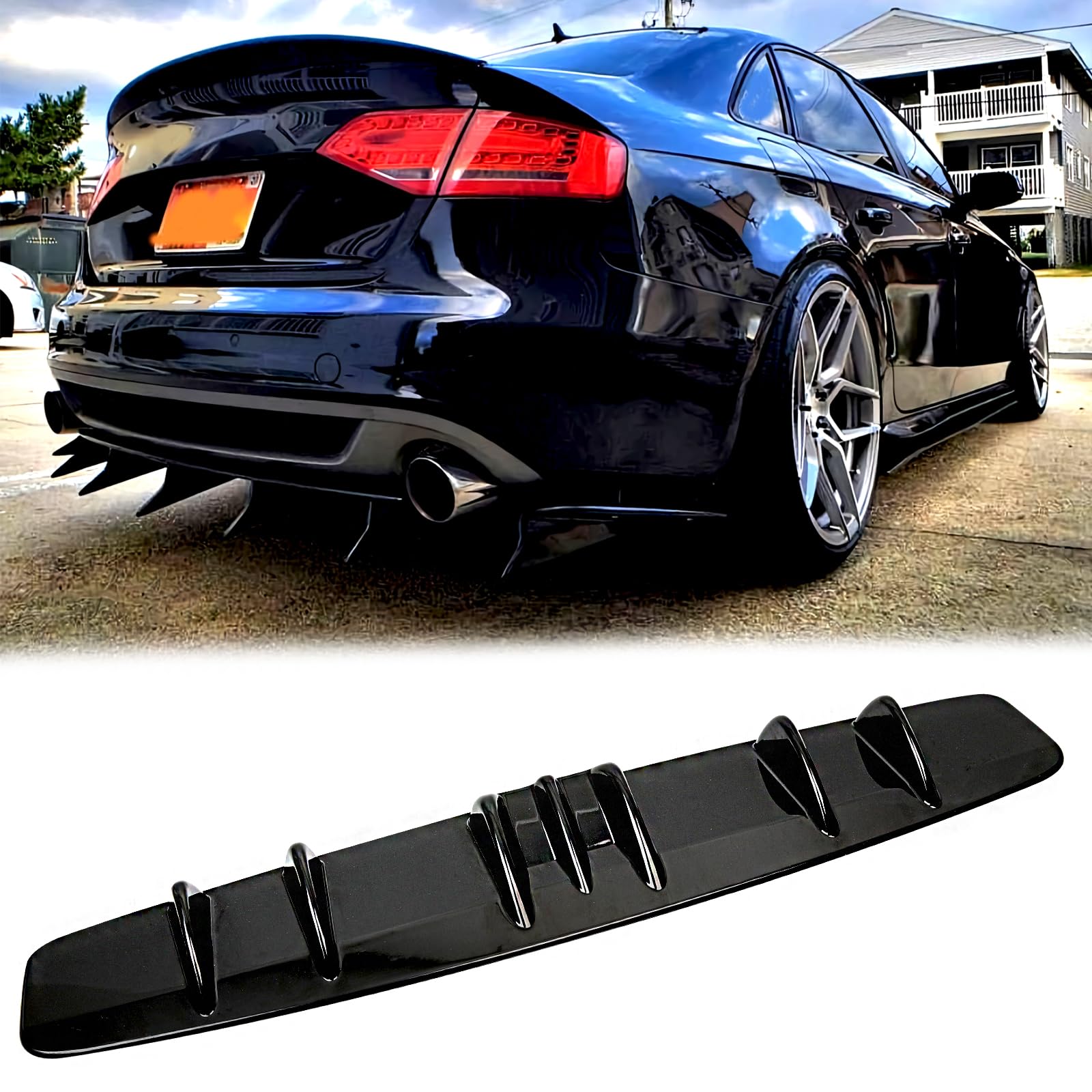 Photo 1 of JMTBNO Glossy Black Rear Bumper Splitter Lip Diffuser Canard Compatible with Subaru Impreza WRX STI Infiniti G37 Q50 Q60 Q70 Mazda 2 3 5 6 CX-3 CX5 CX-7 (Black#4)