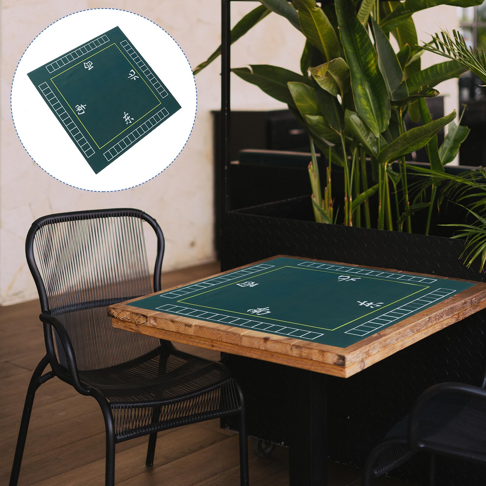 Tappetino Quadrato Verde per Tavolo da Gioco Mahjong e Carte, in Poliestere e Gomma Design Antiscivolo e Riduzione del Rumore per Partite Tranquille