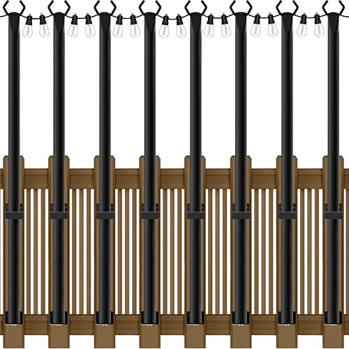Miniatura 30 de AILBTON Paquete de 2 postes de luz de cadena de 10 pies, postes de luz para luces exteriores, exteriores con soportes de valla, luces colgantes
