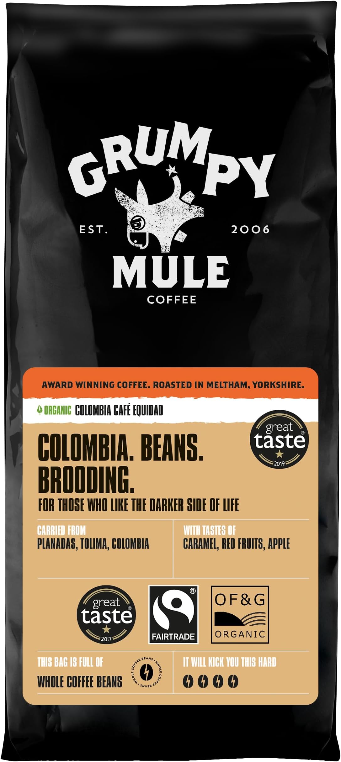 Colombia Planadas Organic (Whole Coffee Beans) with notes of Caramel and Red Fruits 500g