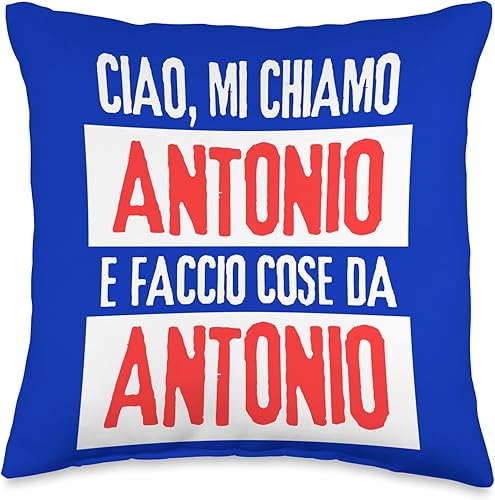 Antonio Idea Regalo Personalizzata con Nome Ciao Sono Faccio Cose Da Antonio Personalizzato Throw Pillow, 16x16, Multicolor