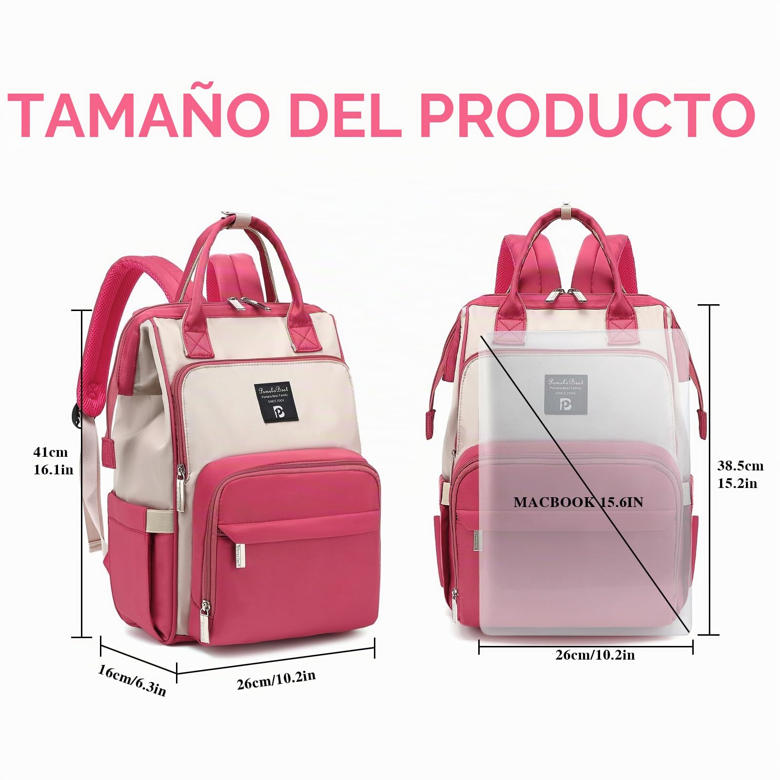 Pomelo Best Mochila para Pañales para bebé, Mochila con Cambiador y Gancho para Cochecito de bebé, Mochila Impermeable para Viajes