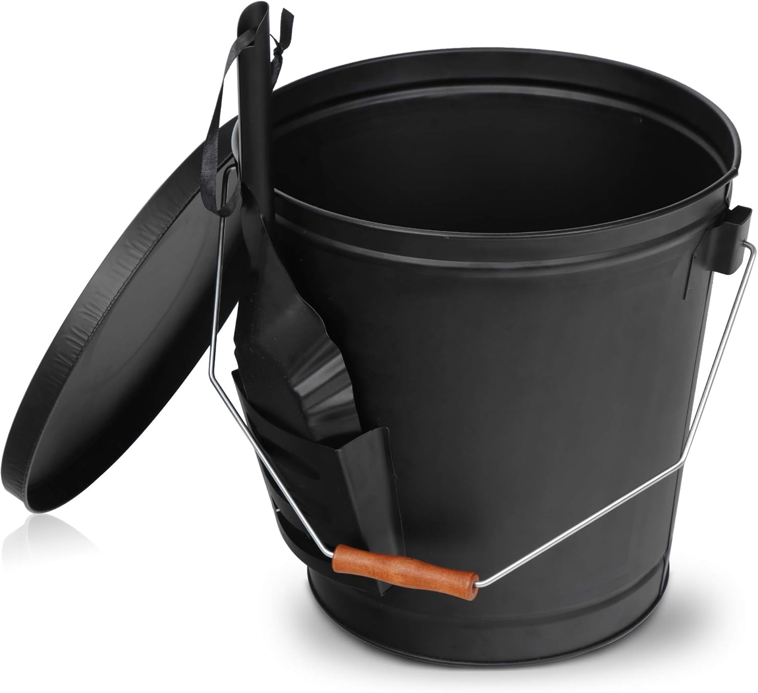 ZenStyle 5.15 Gallon Ash Bucket with Lid and Galvanized Iron Pai for Fireplace,Fire Pit,Barbecue,Stove.