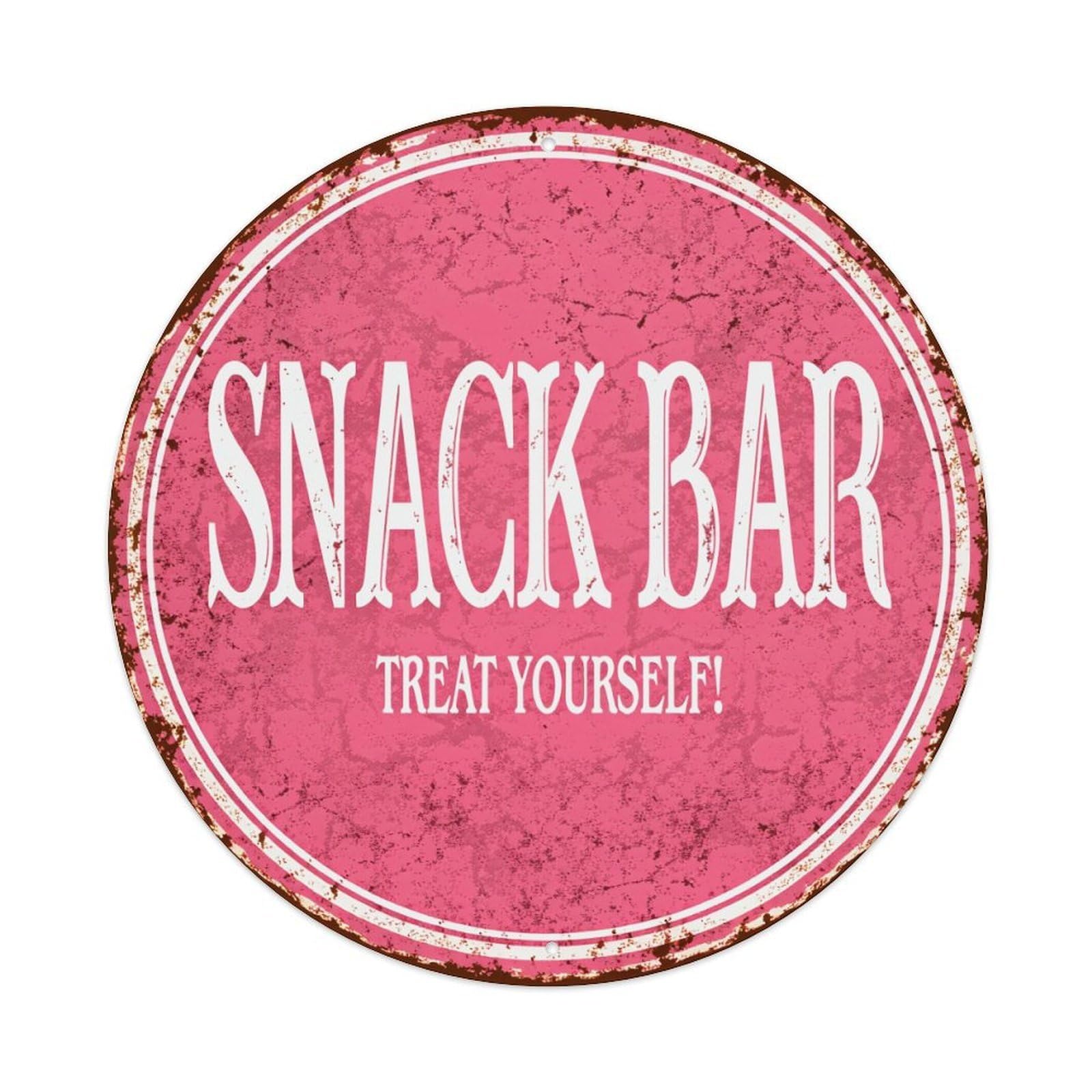 Pink Circular Sign With Text Round Tin Sign Retro Metal Sign for Cafe Bar Pub Home Game Room Gym Club Wall Decoration Vintage Metal Poster 8x8 Inch