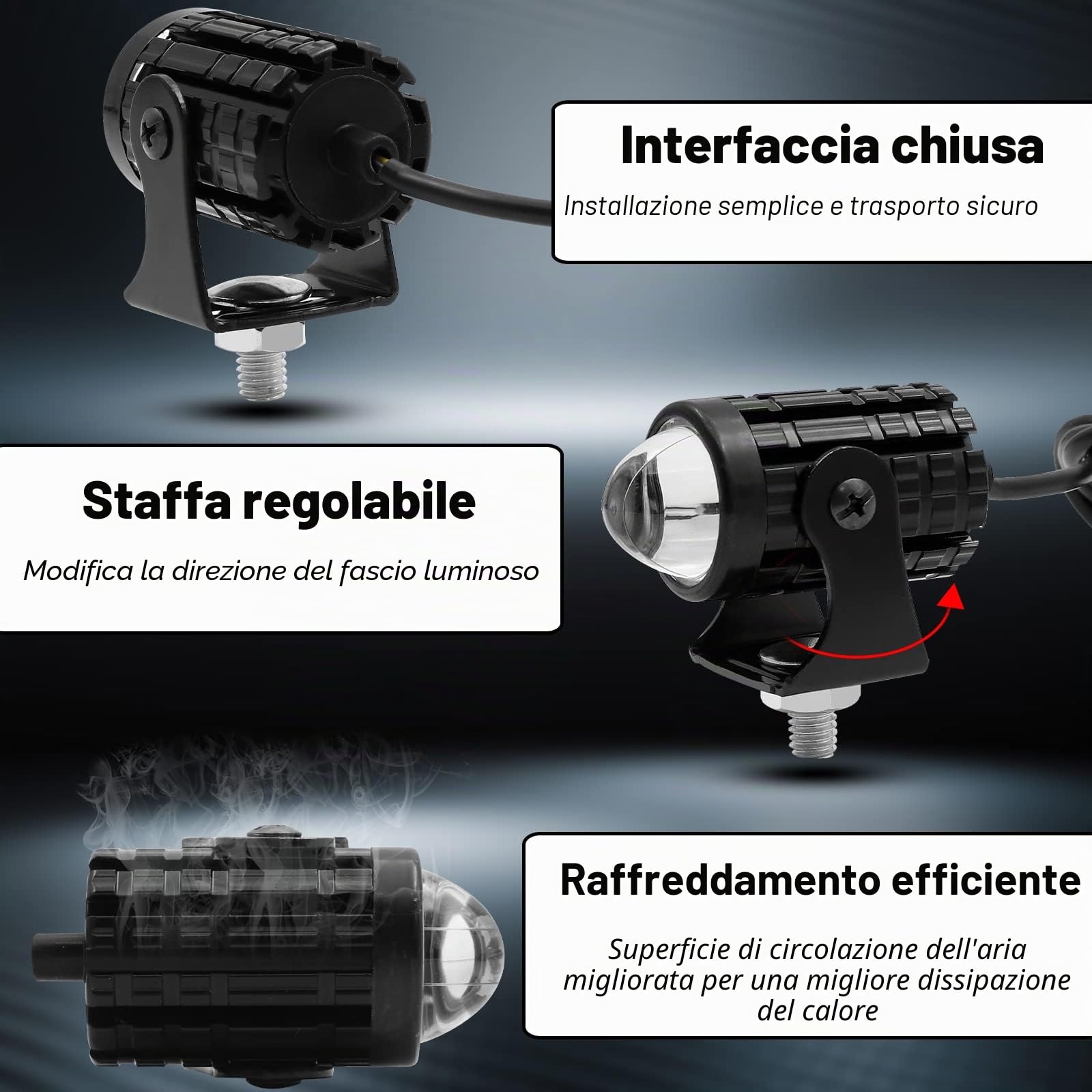 2 x luci di guida per moto con interruttore on/off, mini fari LED fendinebbia 12 W faretto, luci ausiliarie a doppio colore, 6000 K, bianco, 3000 K, giallo, per bici, ATV, UTV, camion, SUV