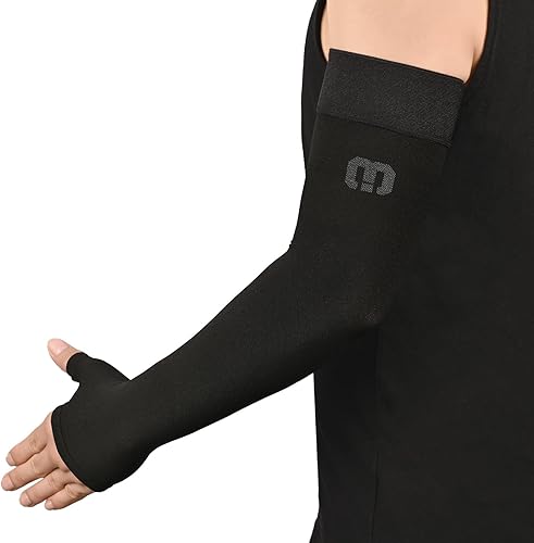 MGANG Manga de compresión médica con guantelete – 15-20 mmHg soporte de brazo completo graduado para linfedema, cómodo soporte de brazo para mujeres