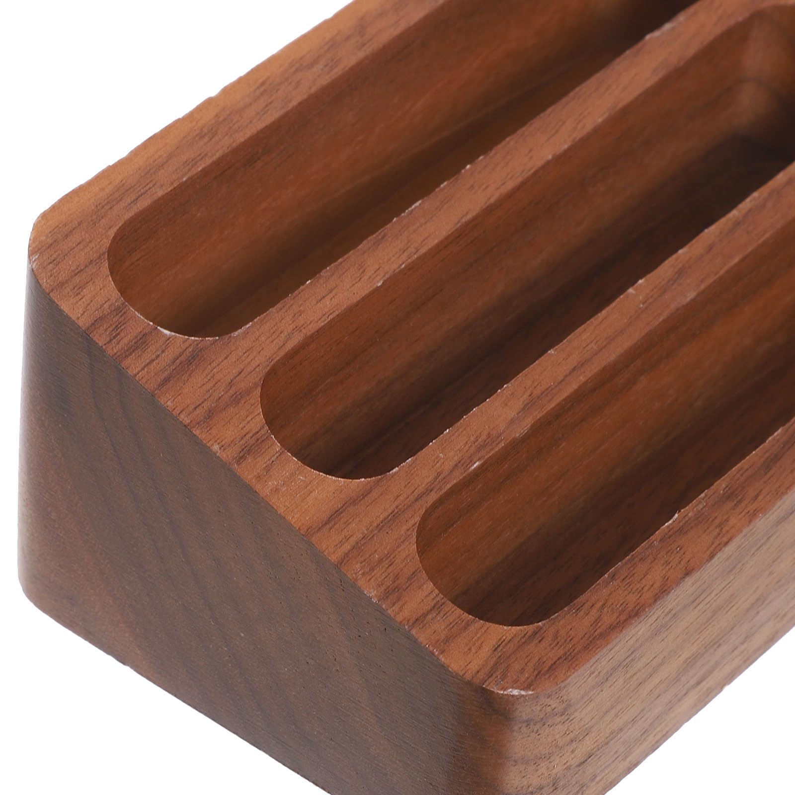 SHINEOFI 2piezas Tarjetero de Madera de Nogal Negro Estuche para Tarjetas de Visita Ranuras Pequeño Organizador para Oficina Hogar y Mesa de Escritorio