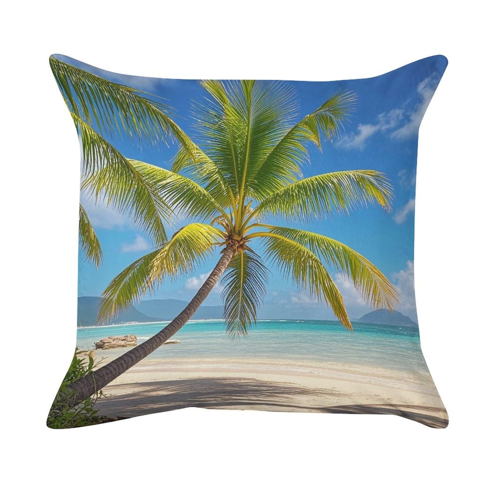 FekiLoot Tropical Palm Tree Pillow Covers Luxury Velvet Square Pillowcases Throw Pillows Case with Invisible Zipper Decorative Velvet Cushion Covers Ultra Soft Lumbar Pillow Shells