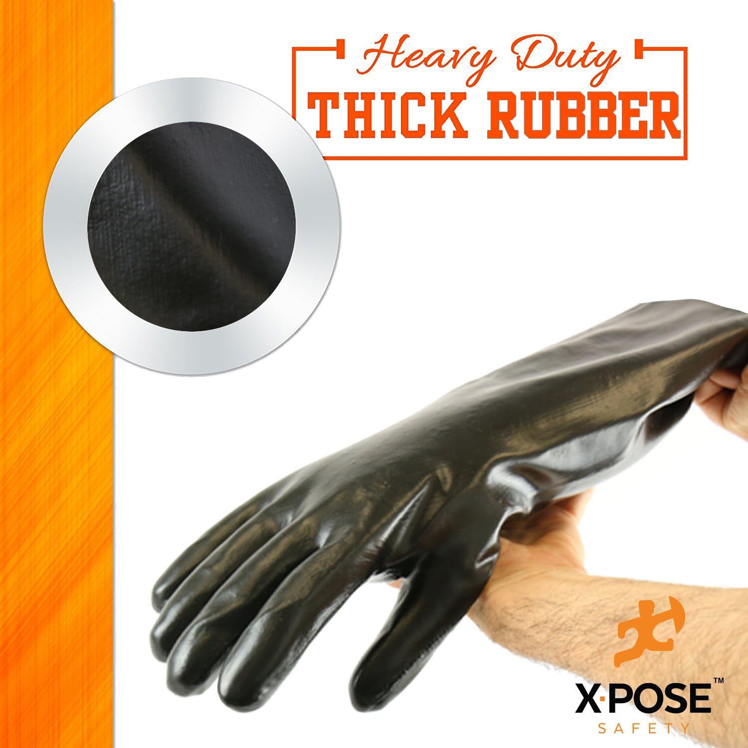 Uр Tо 50% оƒƒ 18” Chemical Resistant Gloves - Heavy Duty, PVC Coated, Comfort Lined - Acid, Oil and Alkali Protection - Forearm Length