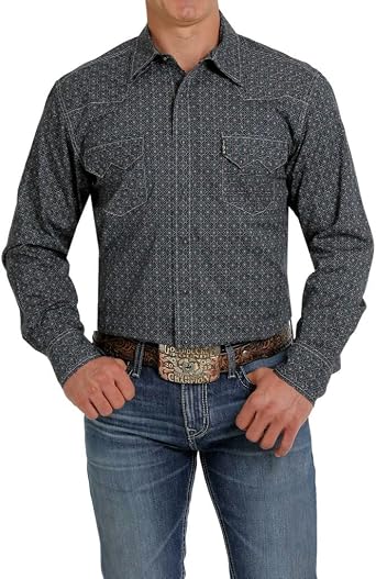 Cinch Western Shirt Mens L/S Snap Geo 