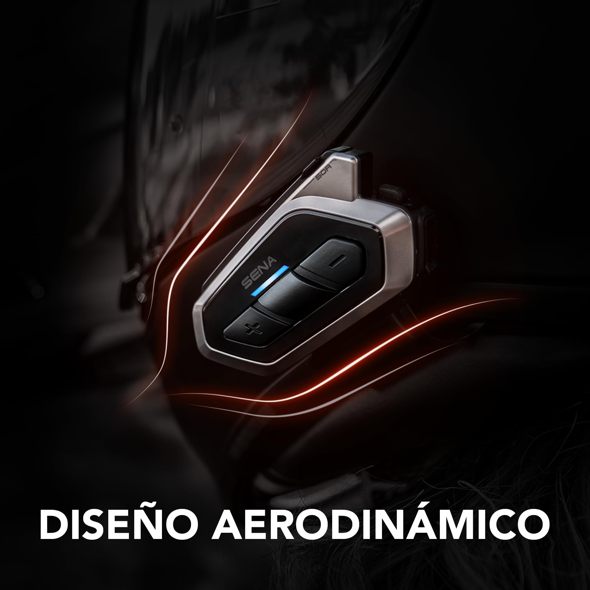 Sena 50R Sistema de comunicación Bluetooth con Interfaz de 3 Botones y Sound by Harman Kardon con tecnología Mesh Intercom y Altavoces y micrófono de Primera Calidad, Paquete Doble