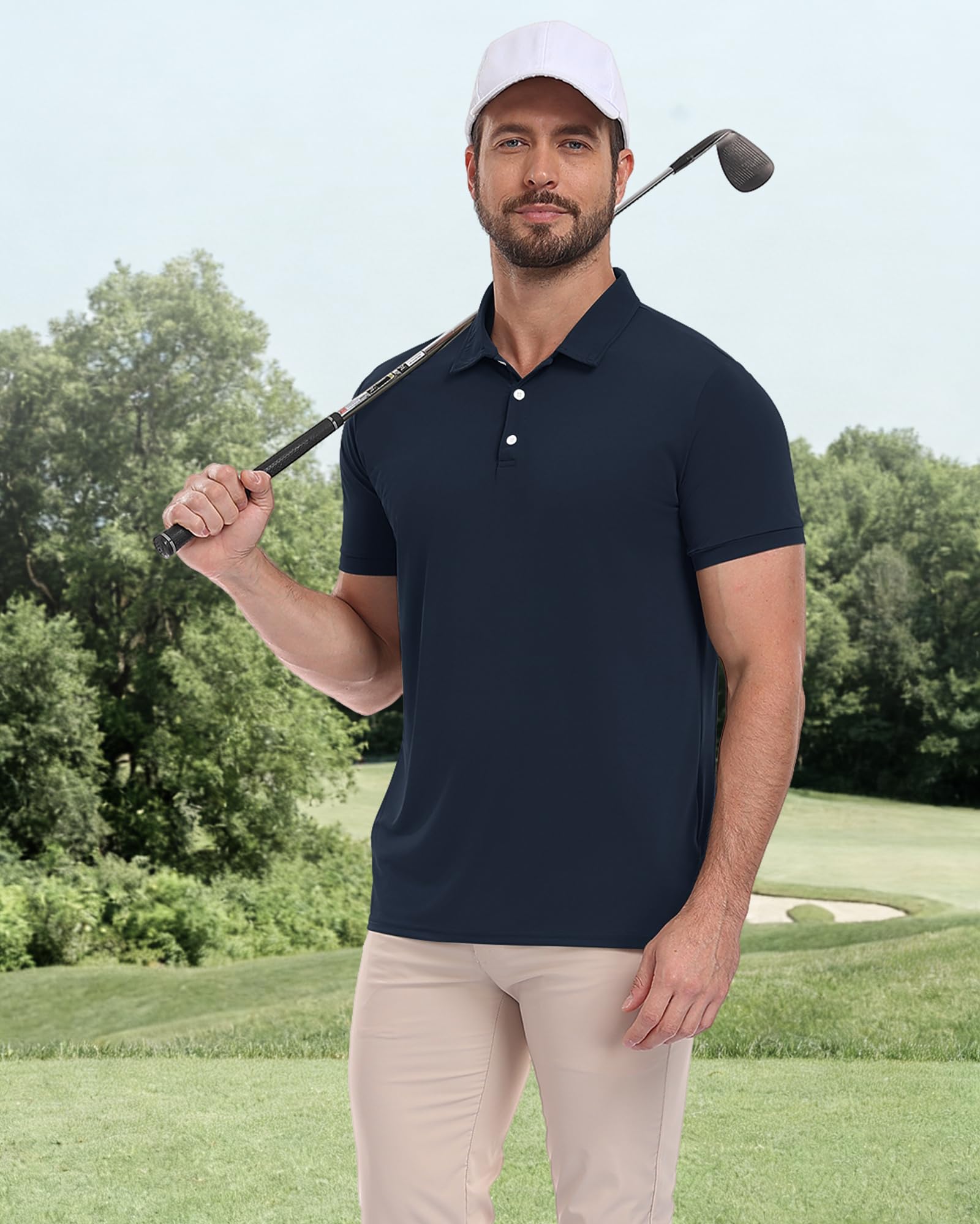 KUYIGO 3 Pack Mens Polo Shirts Short Sleeve Moisture Wicking Quick Dry Performance Summer Casual Athletic Golf Shirt - 3