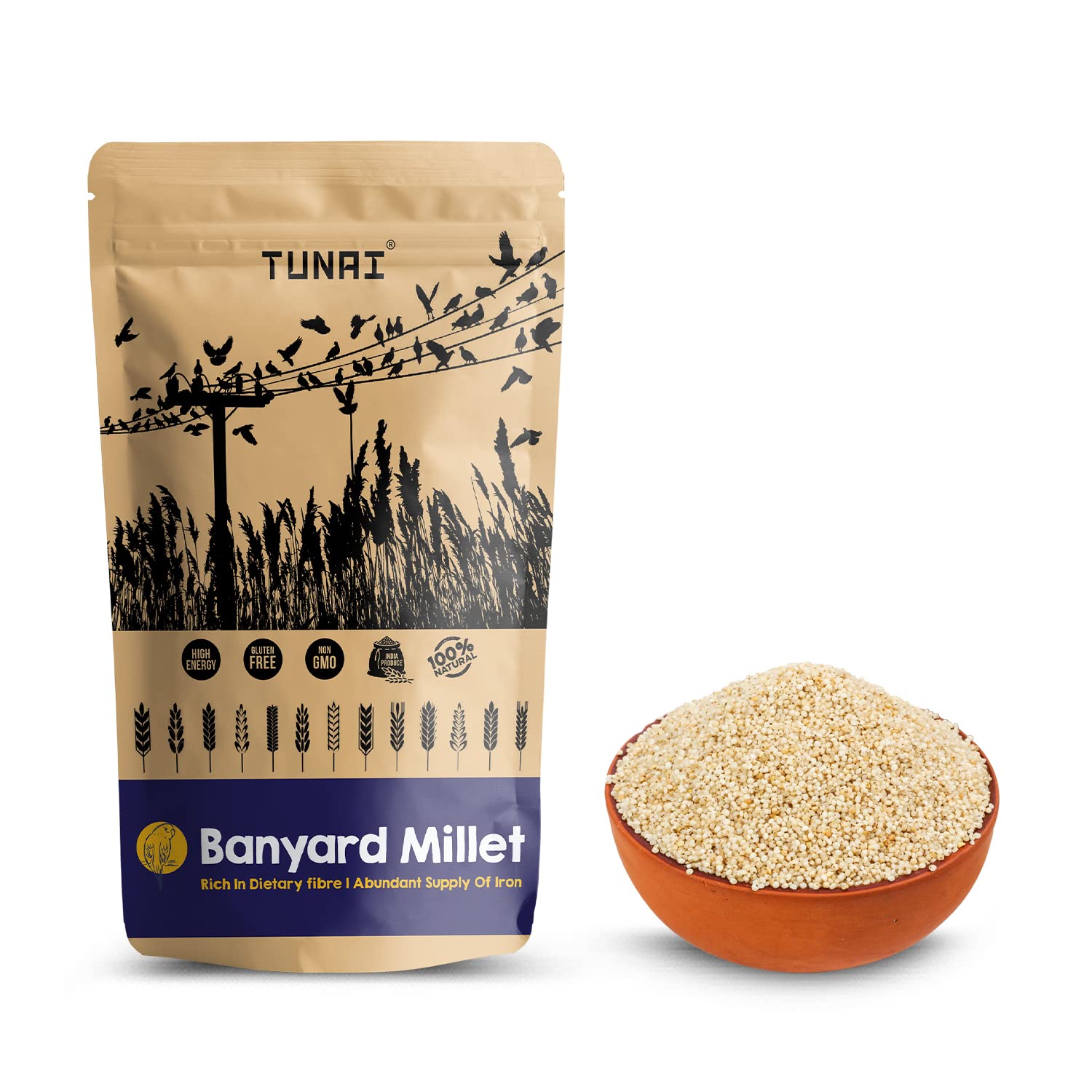 Tunai Barnyard Millets Bird Feed | 450g | Perfect Calcium Rich Bird Food for Canaries, Finches, Budgies, Conures, Cockatiels, Small Conures, Quaker Parrots & Others