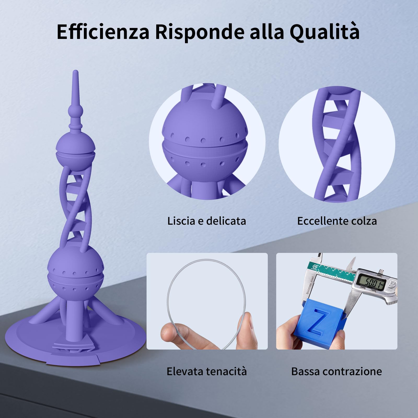 ANYCUBIC Filamento PLA ad Alta Velocità 1,75 mm per Stampante 3D Stampa, Filamento PLA Veloce con Identificazione RFID, Precisione Dimensionale +/- 0,02 mm, Viola Opulenza 1KG