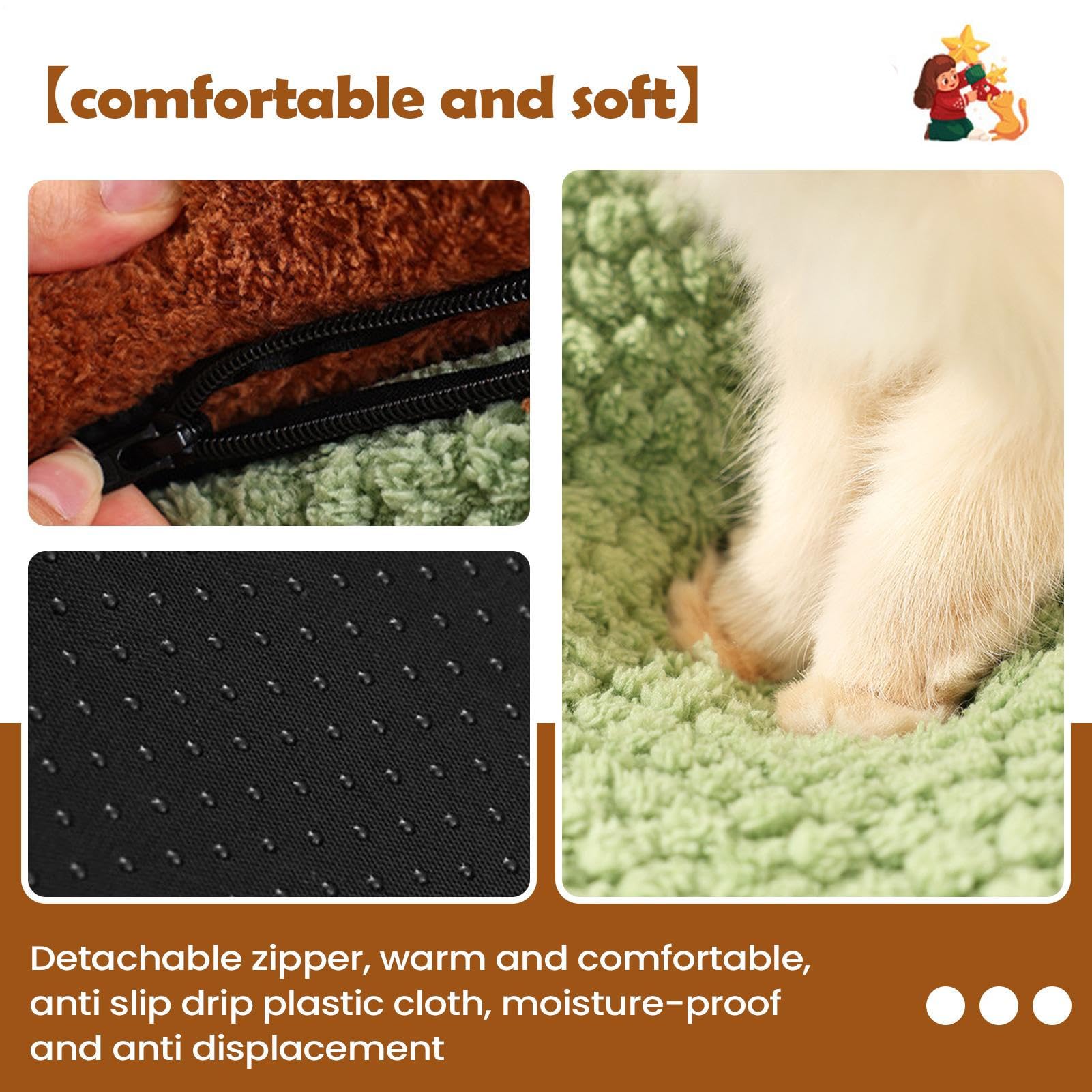 Casa para Gatos de Interior Refugio Extraíble Y Lavable | Camas Para Gatos Con Puerta De Girasol Para Mascotas Pequeñas De Interior Cachorros Y Para Rincón Invierno Y Navidad