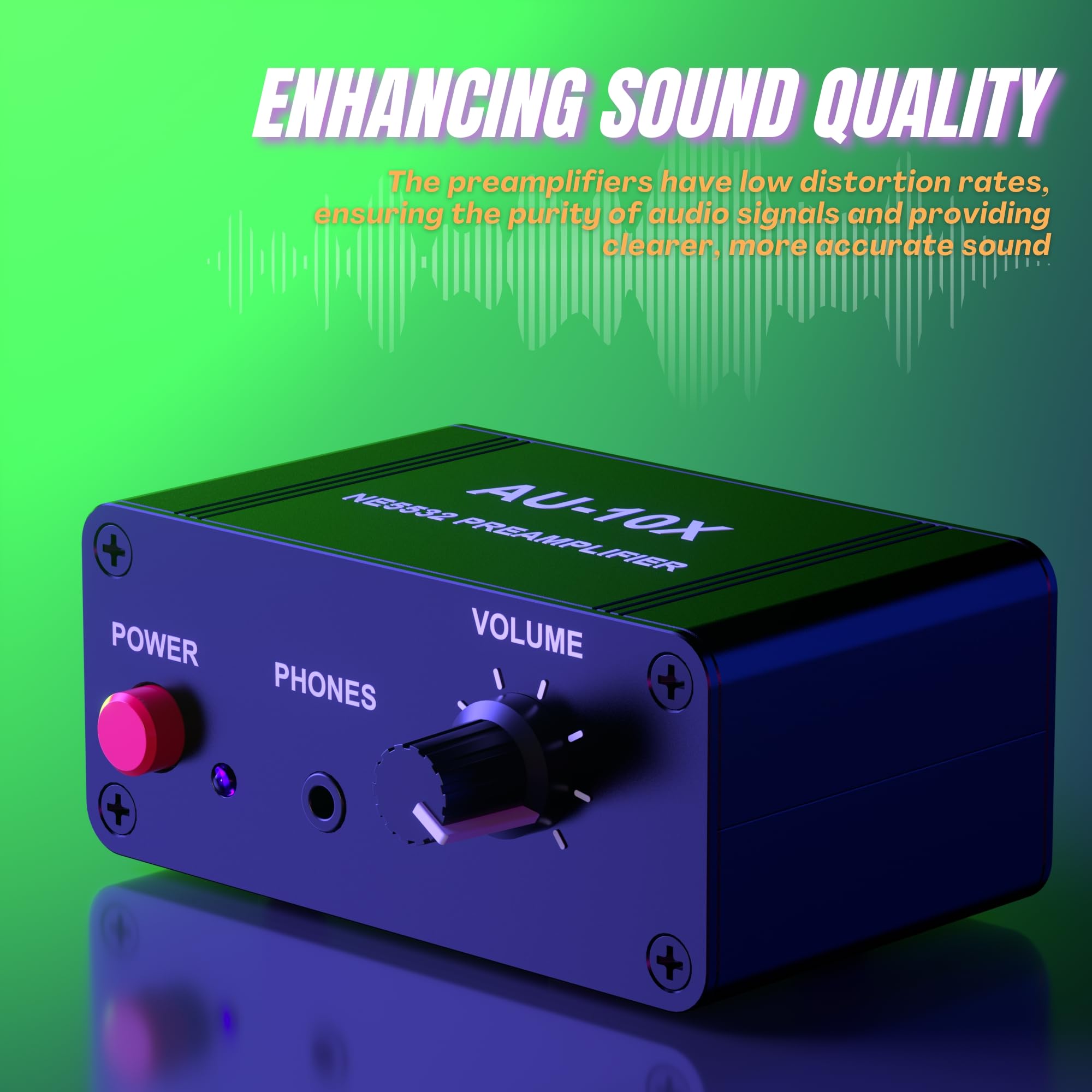 Phono Preamp, Mini Stereo Audio Preamplifier, Headphone Amplifier, Phonograph Preamp for Turntable Pre amp, Gain 20dB, Dual OP AMP NE5532, RCA 3.5mm Input to RCA 3.5mm Output