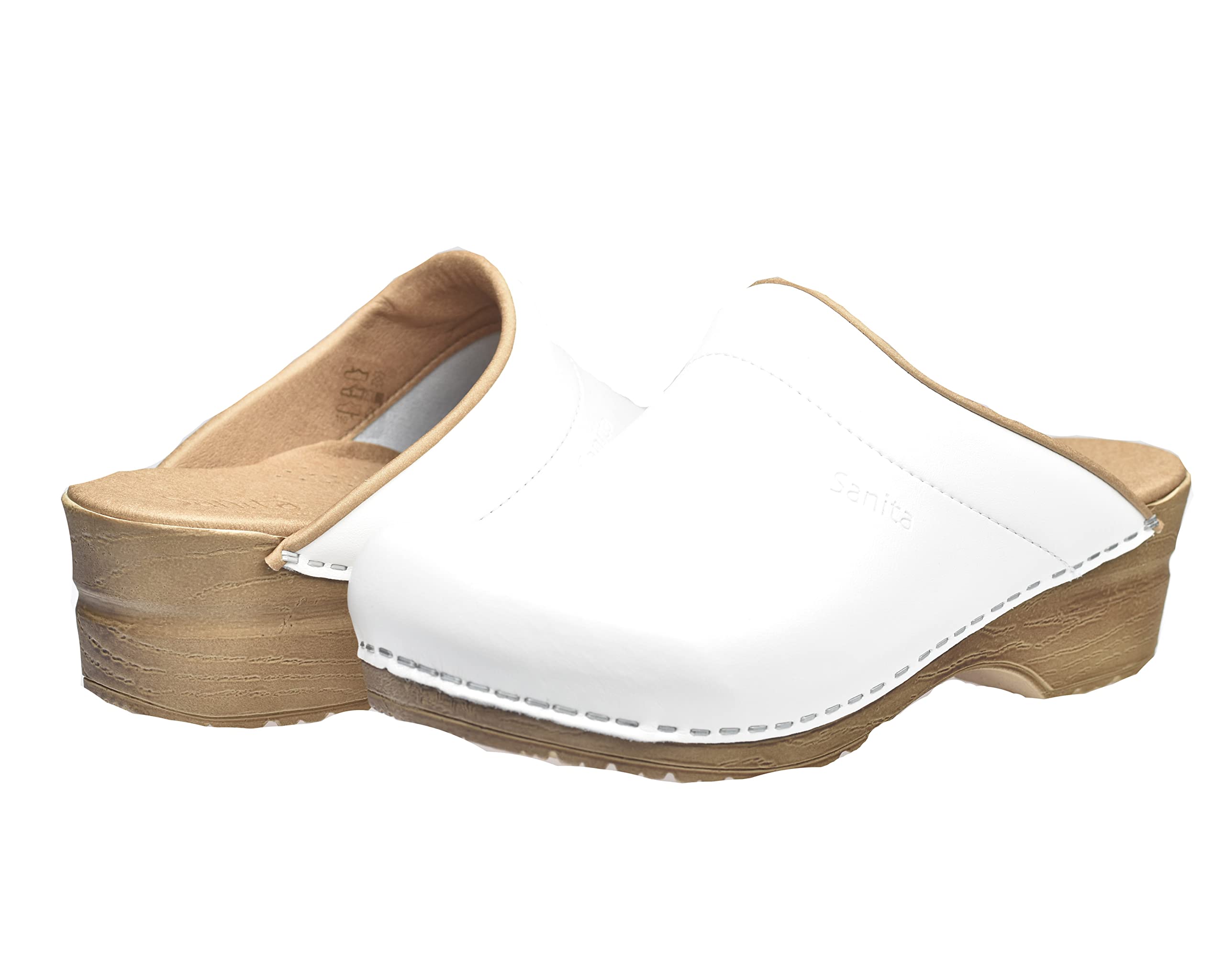 Sanita | Sandra offener Clog | Original handgemacht | Flexible Leder-Clogs für Damen | Anatomisch geformtes Fußbett mit weichem Schaum