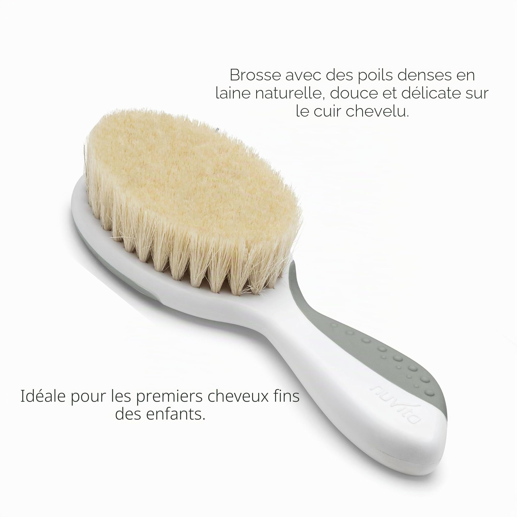 Nuvita 1137 Ensemble Peigne et Brosse en Poils Naturels de Laine - Ensemble de Soin des Cheveux - English Rose