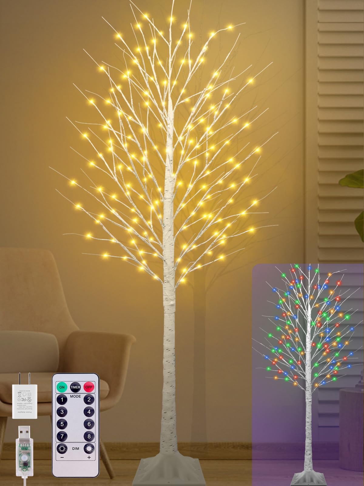 FastDeng 7FT Lighted Birch Tree