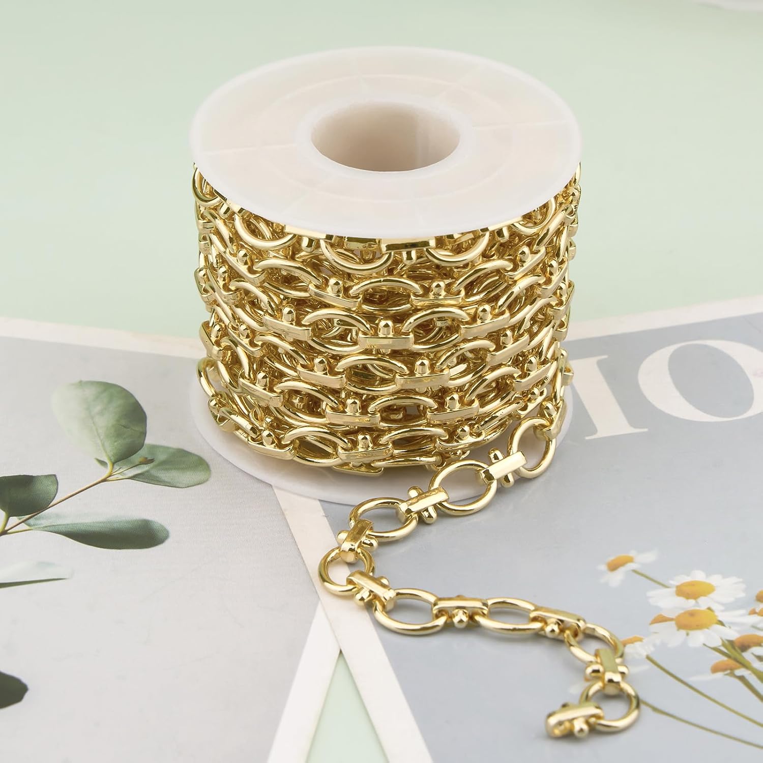 KYUNHOO 13 Feet Oval Circle Links Jewelry Chain for Making Jewelry Charm Bracelet Making Kit Light Gold Plated Iron Chains for Crafts DIY - Image 5