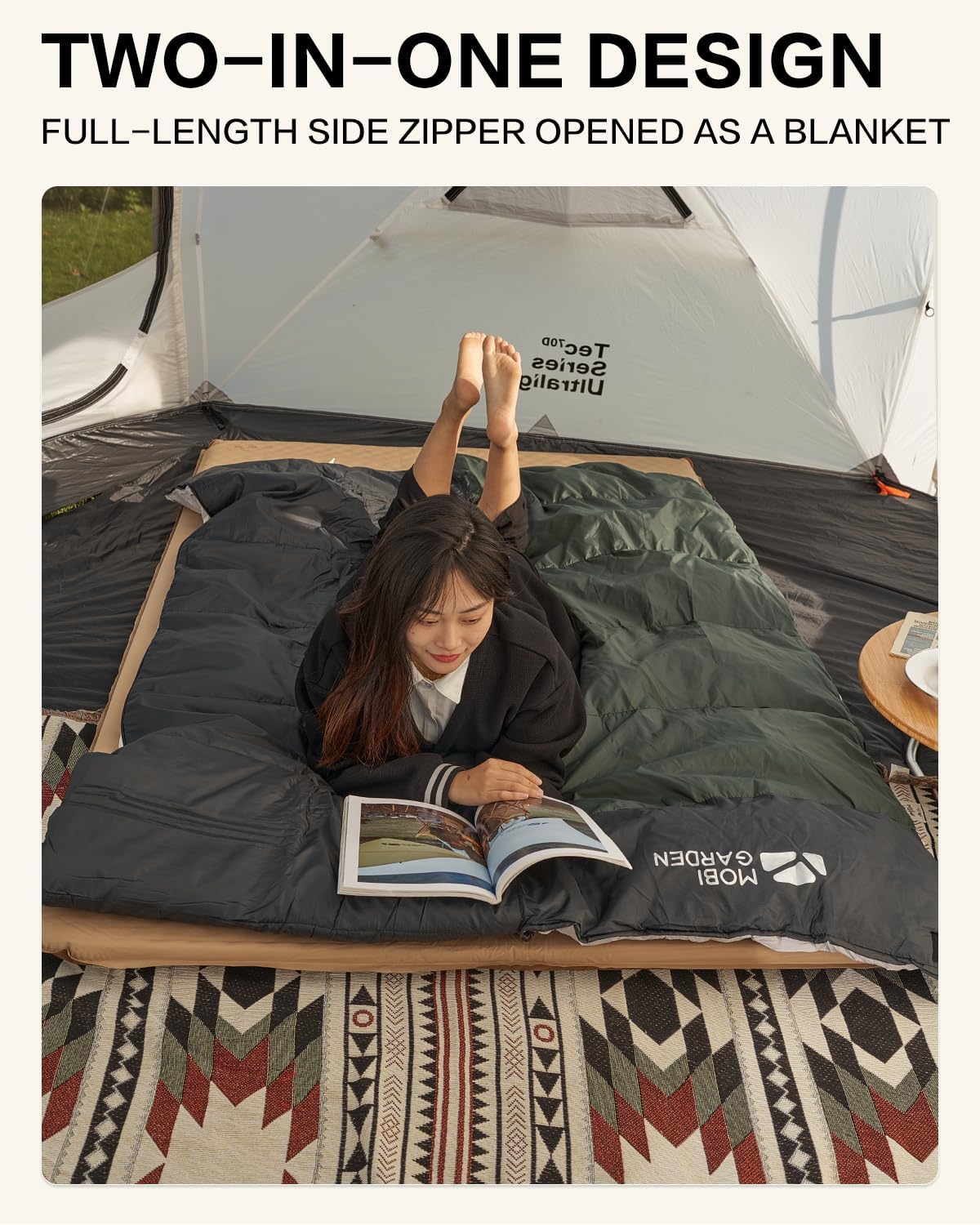 MOBI GARDEN Sleeping Bag for Adults, Cold Weather, Comfort with Storage Bag, Portable, Waterproof, Compact Lightweight, Ideal for Travel, Camping & Outdoor Adventures