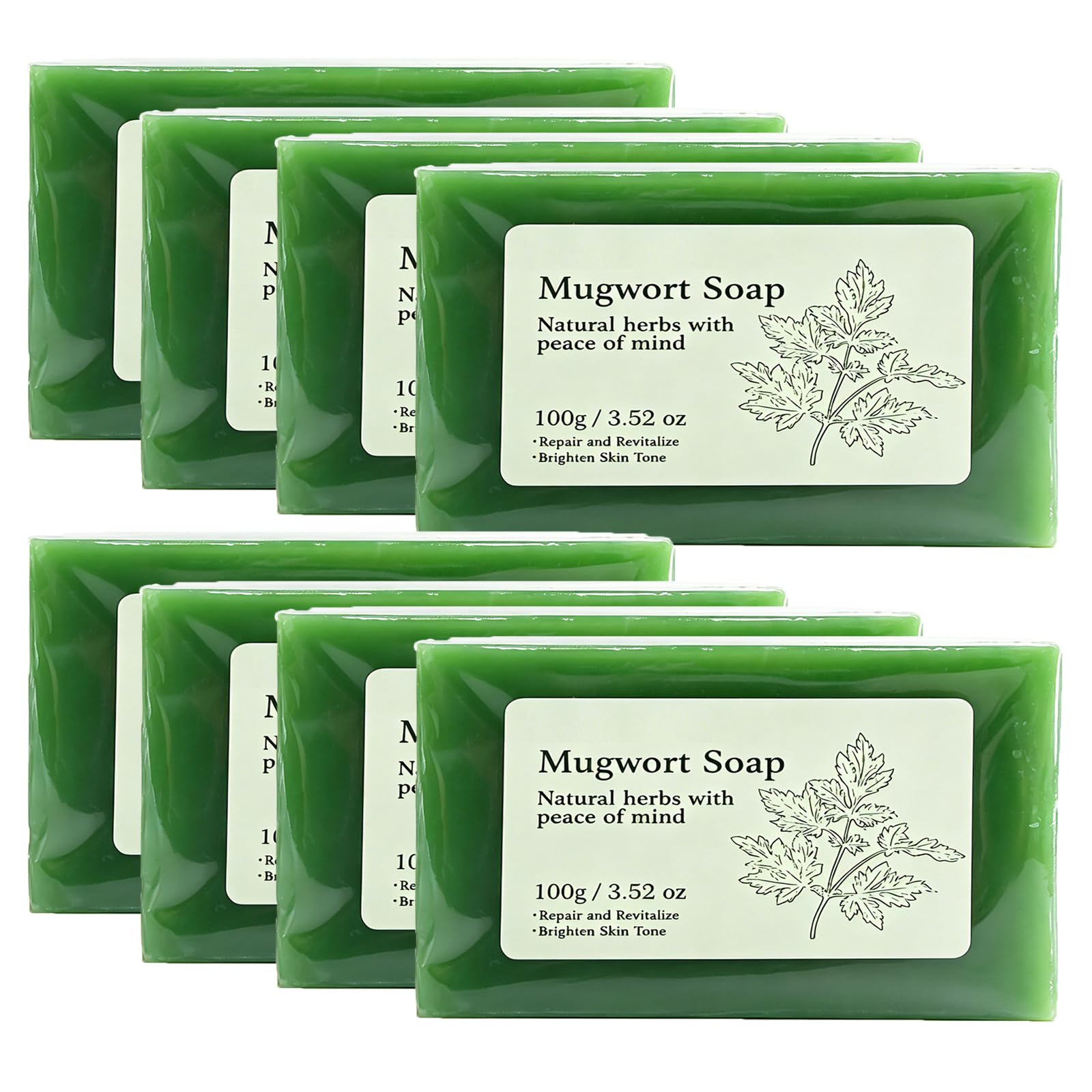 Natürliche Beifuß Seife, Beifuß duftende natürliche Öl Seife Extrakte Dusche,Tiefenreinigung Seifen Frauen Männer,die Reinigung Bad, moisturizing, handgemachte Bar mit dichten Schaum (8pcs)