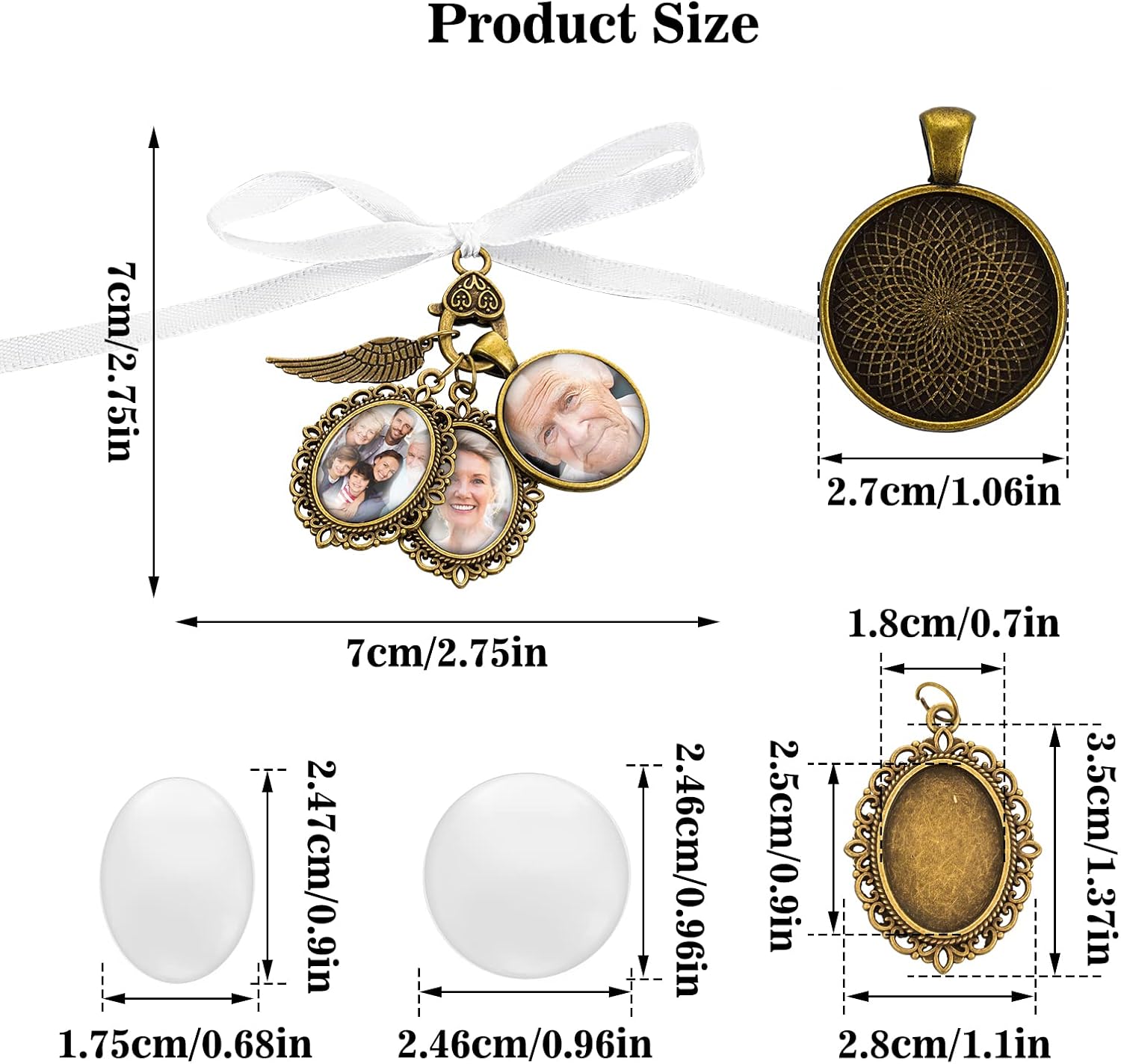 Lusofie Wedding Memory Lacy Oval Bouquet Photo Charms Angel Wing Memorial Charms for Bridal Shower and Bachelor Party - Image 2