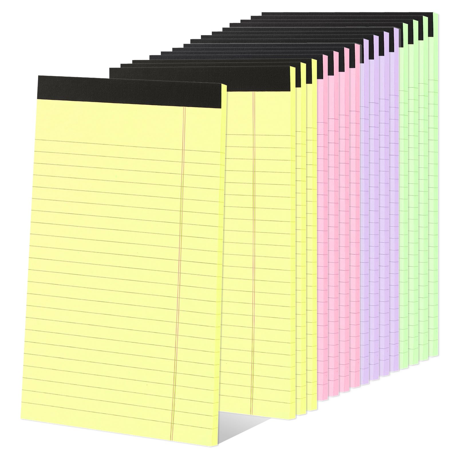 AKOLAFE 20 Pack A5 Legal Pad Tear Away Note Pads 50 Sheets Per Ruled Refill Pad Colored Writing Pads 80gsm Lined Paper Notebook A5 Portable Notepad Draftbook for Study and Work, 4 Colours