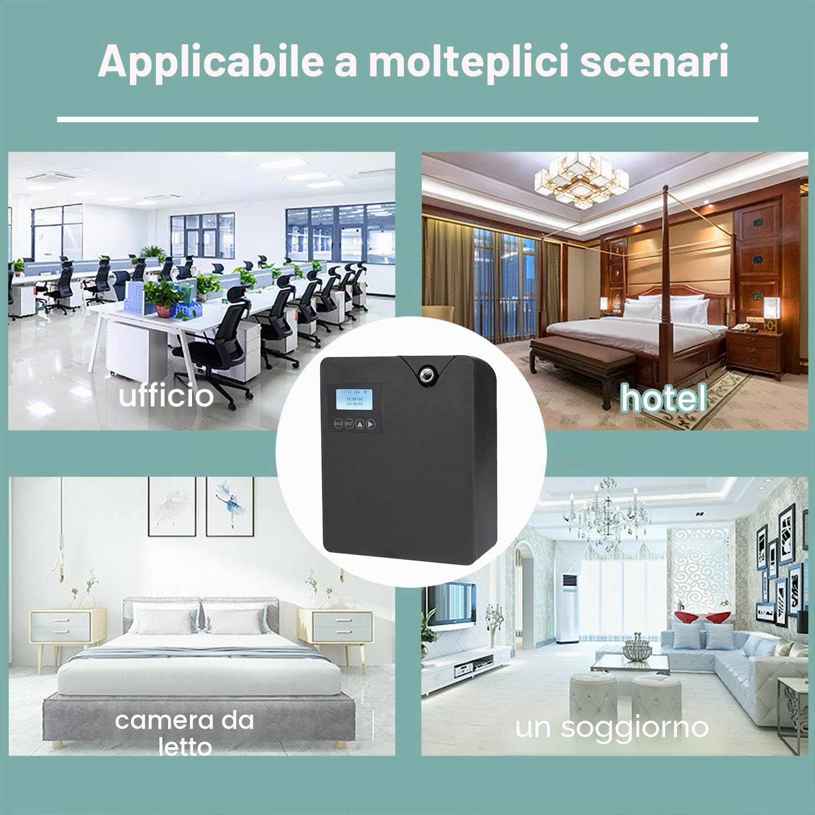 Macchina per aria profumata intelligente per la casa, diffusore di oli essenziali senza acqua professionale 300 ml con tecnologia di nebulizzazione, controllo Bluetooth e Wi-Fi (Nero)