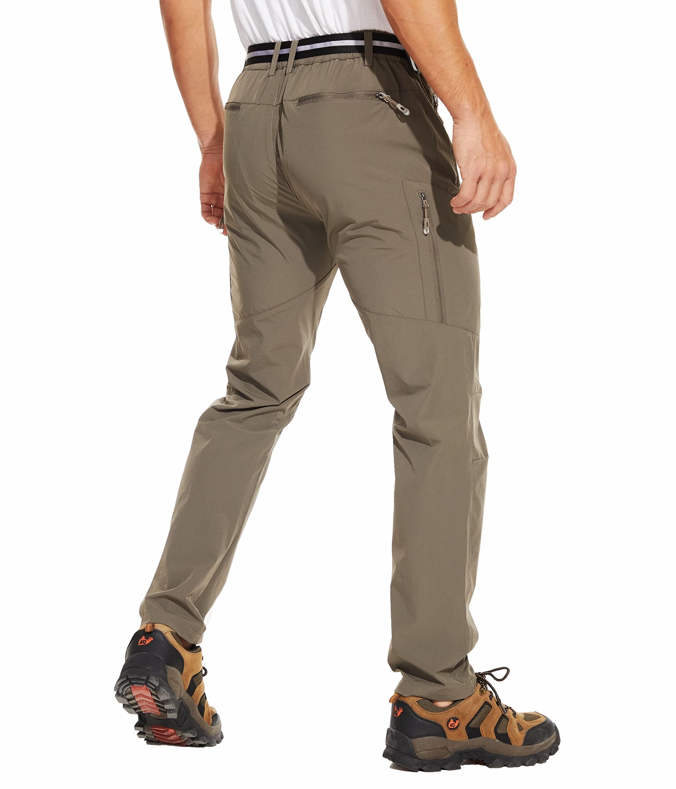 NATUVENIX Pantalon de randonnée pour homme - Imperméable - Séchage rapide - Pantalon de voyage extensible - Noir, Gris Foncé, Kaki, Vert Kaki - Taille 32 (EU 30)
