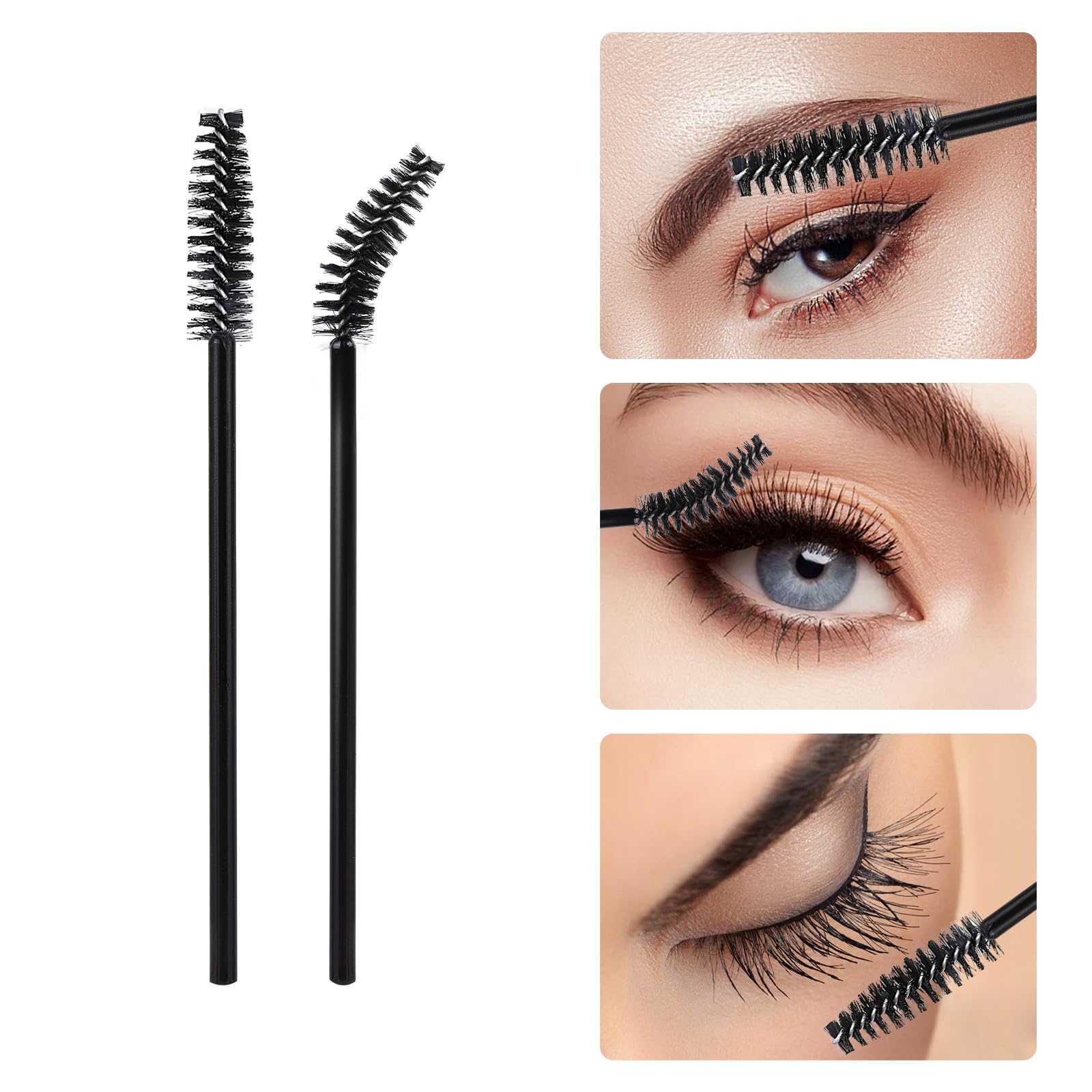 Tbestmax 600 Stück Mascara-Stäbe und Lippenpinsel, schwarze Lippenstiftstäbe, Augenbrauenspulen, Pinsel für Wimpernverlängerungen, Einweg-Make-up-Applikator, Beauty-Werkzeug-Kits