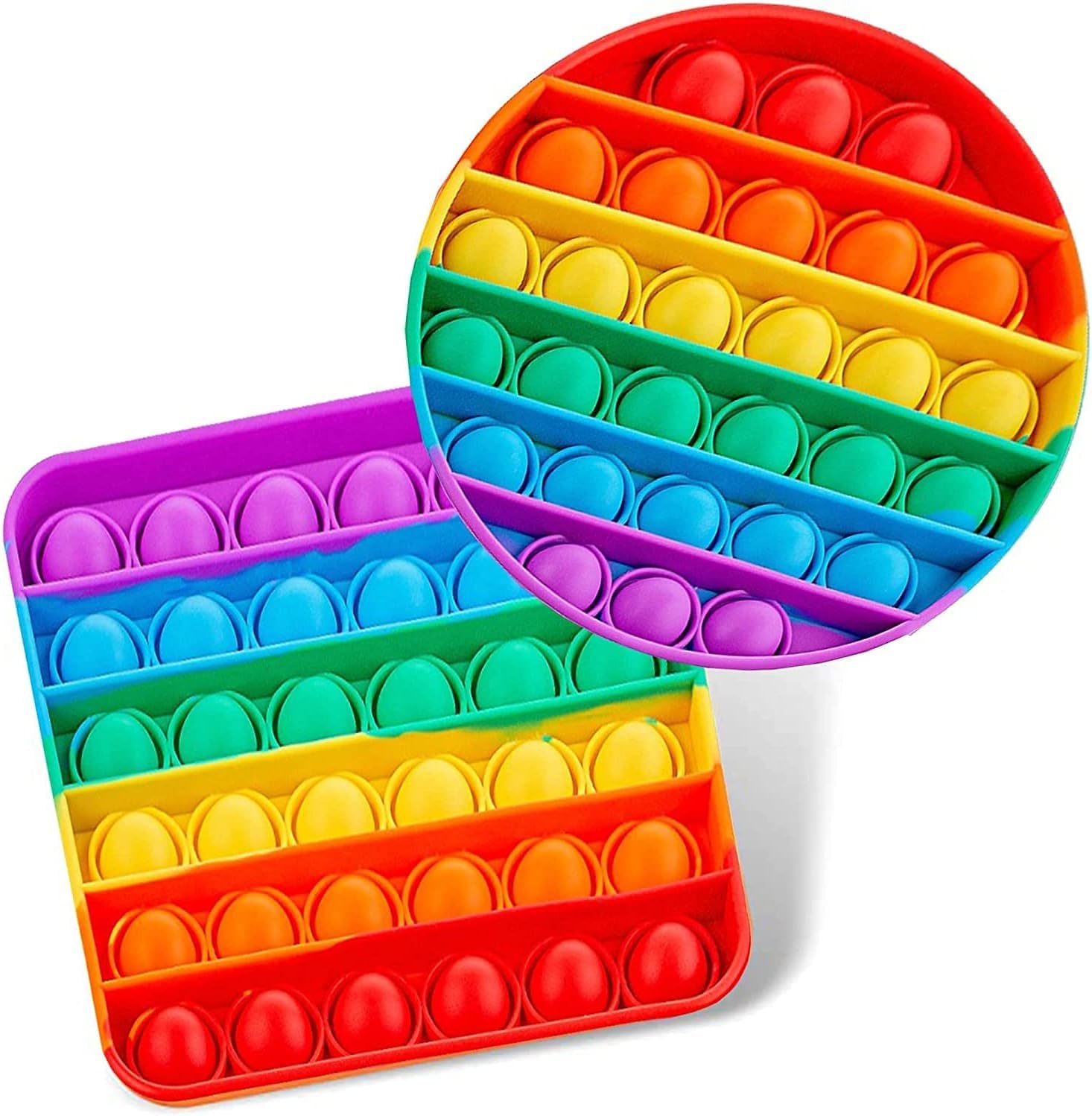 Pop It Toys for Kids, Bubble Sensory Fidget Toy Set Simple Fidget Popper Toy, Different Shape Pop It Educational Toy for All Ages, Gifts for Girls Boys Kids (2 Packs Round+Square)