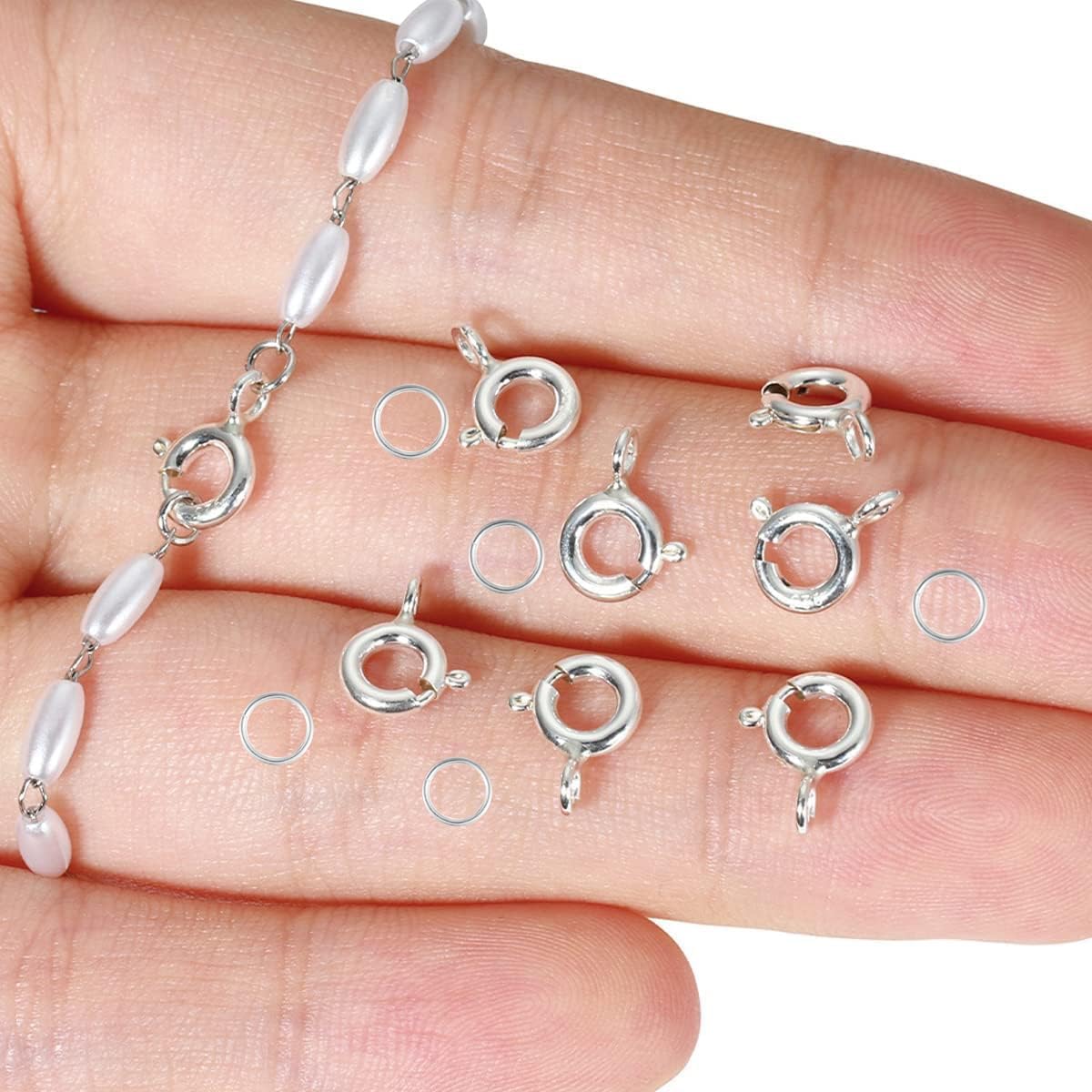 AD Beads Spring Clasps 14K Gold Plated and Silver Plated with Open Jump Rings Round Clasps for Necklaces Bracelet Or Jewelry Making (20Pcs Silver Plated) - Image 4