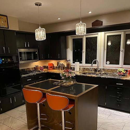 Miniatura 47 de Lámpara de techo colgante negra de 3 luces, mini candelabro, lámparas colgantes de techo ajustables, lámparas colgantes de cristal para isla