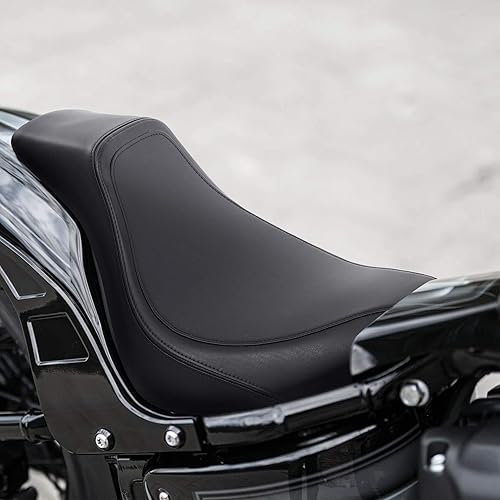 Miniatura 7 de Asiento individual de conductor de motocicleta negro para Harley Softail FLDE FLHC FLHCS FLSL FXBB 2018-2022