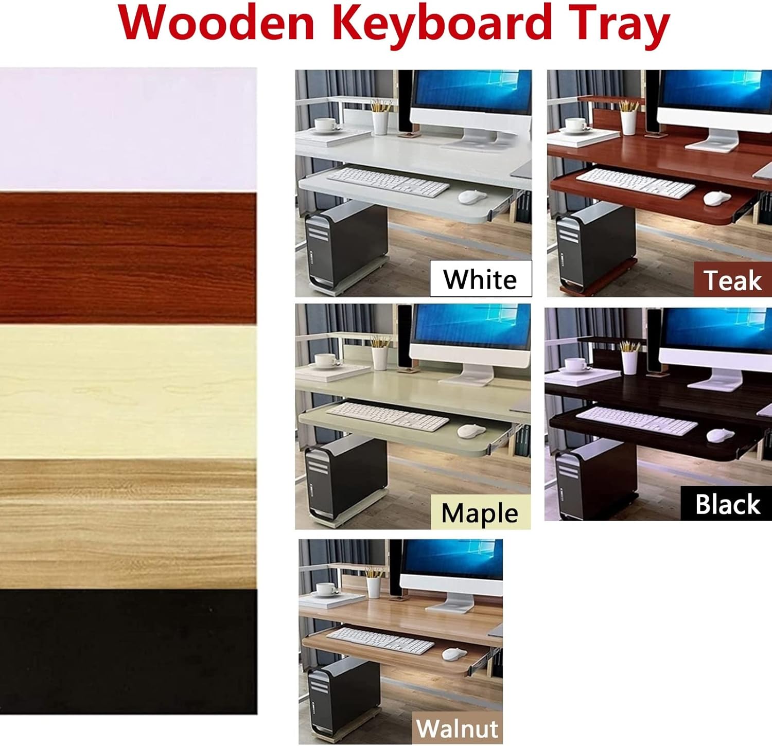 V3VOGUE Slide Keyboard Tray Under Desk Adjustable Height - Slide-Out Keyboard Drawers Platforms with Slides Rails - Keyboard Mouse Holder Workspace Organizers - Ergonomic Desk Extender