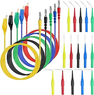 Sumnacon 20Pcs Back Probe Test Kits - 4MM Banana Plug to Alligator Clip Test Leads with 3 Angles 15Pcs Back Probe Pins for Vehicle Automotive Car Circuit Electrical Diagnostic Testing