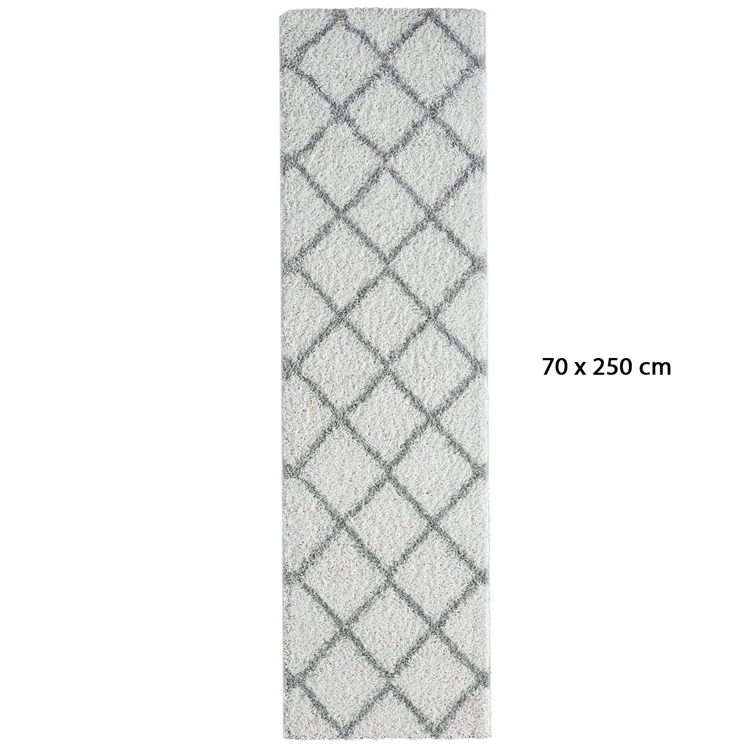 VIMODA Shaggy Tappeto Rombo Design Crema Grigio Moderno - Bianco, 120x170 cm
