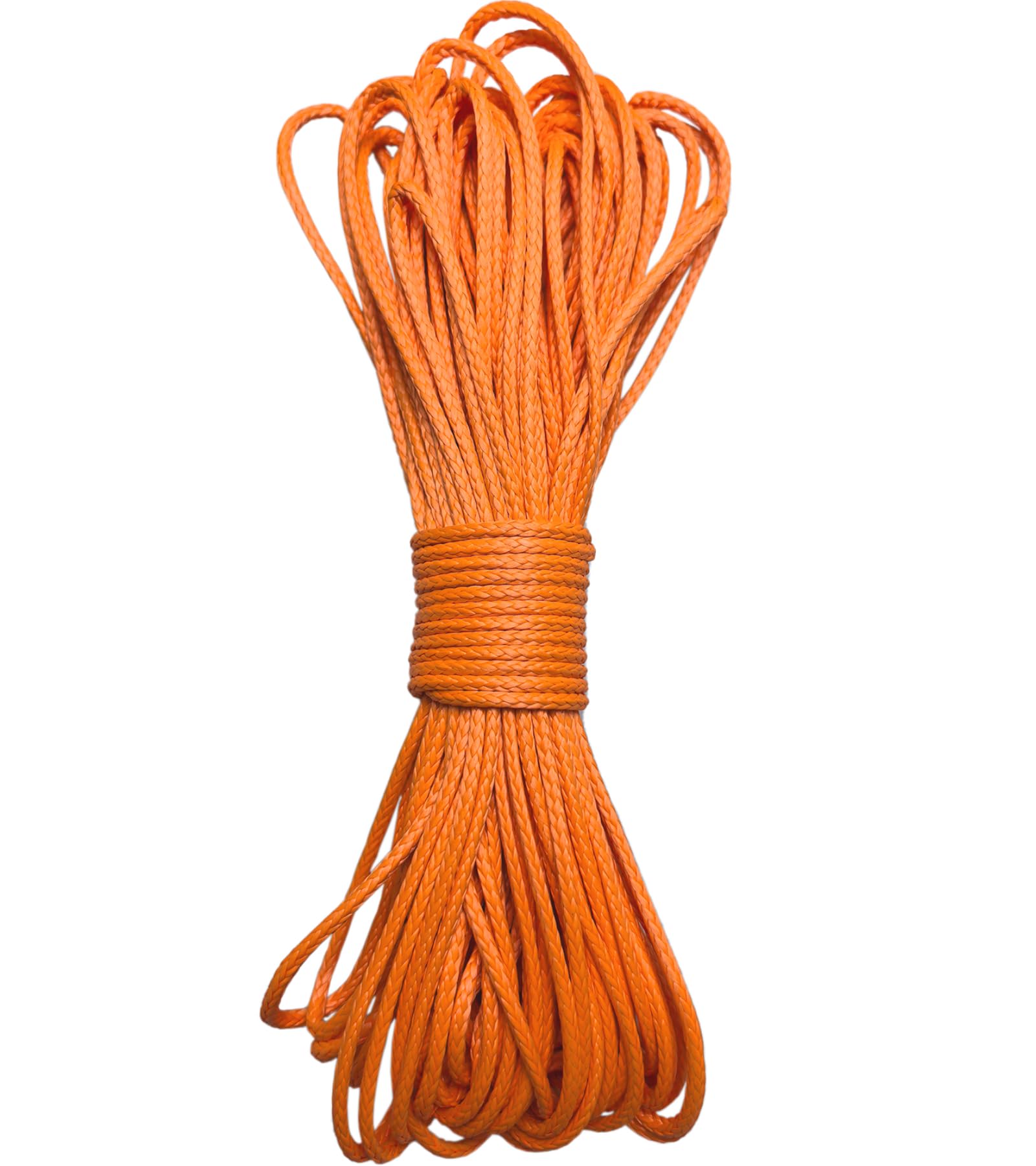 12 Strand Braided Dyneema Rope -3mm 700kg Fracture Strain - Suitable for Tents, Kiteboarding, and Other 65 feet (Orange)