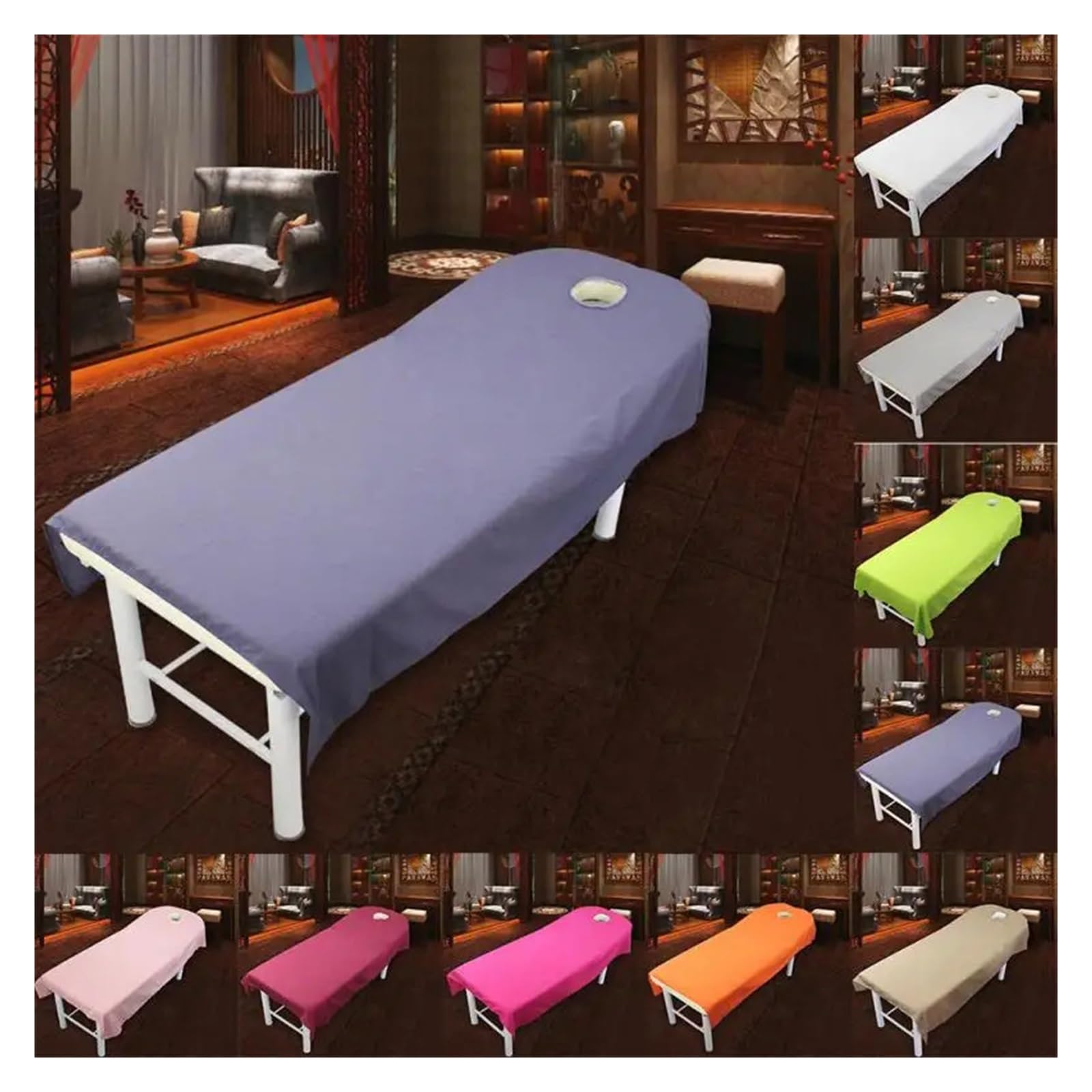 Sabanas Camilla Masaje Sábana for SPA de belleza, tratamiento masaje, salón cosméticos, sábanas gruesas, cubierta for mesa cama, con agujero, tienda tatuajes(02)