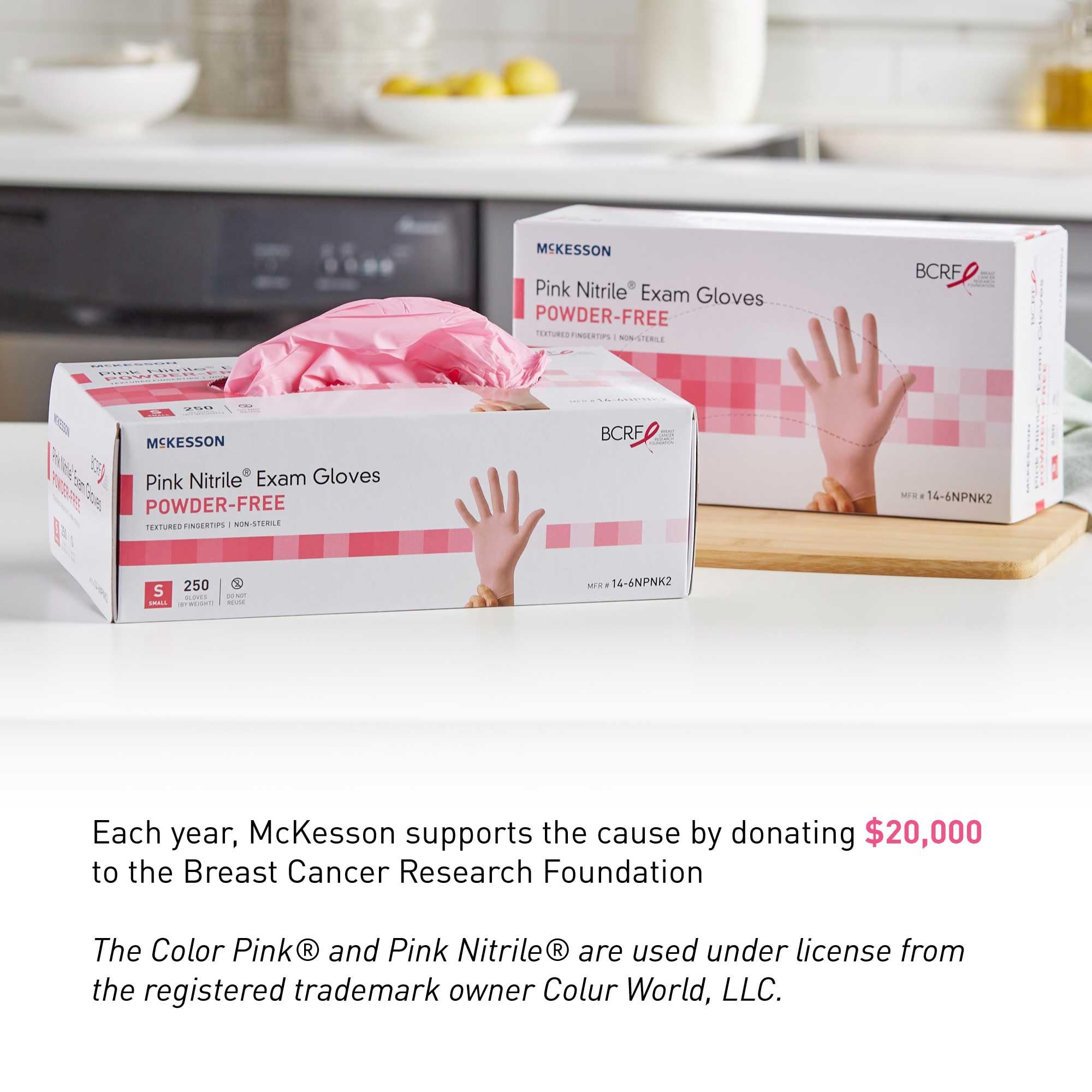 McKesson Guantes de examen de nitrilo rosa, sin polvo, sin látex, ambidiestros, con textura, no estériles, tamaño pequeño, 250 unidades, 10 cajas, 2500 en total