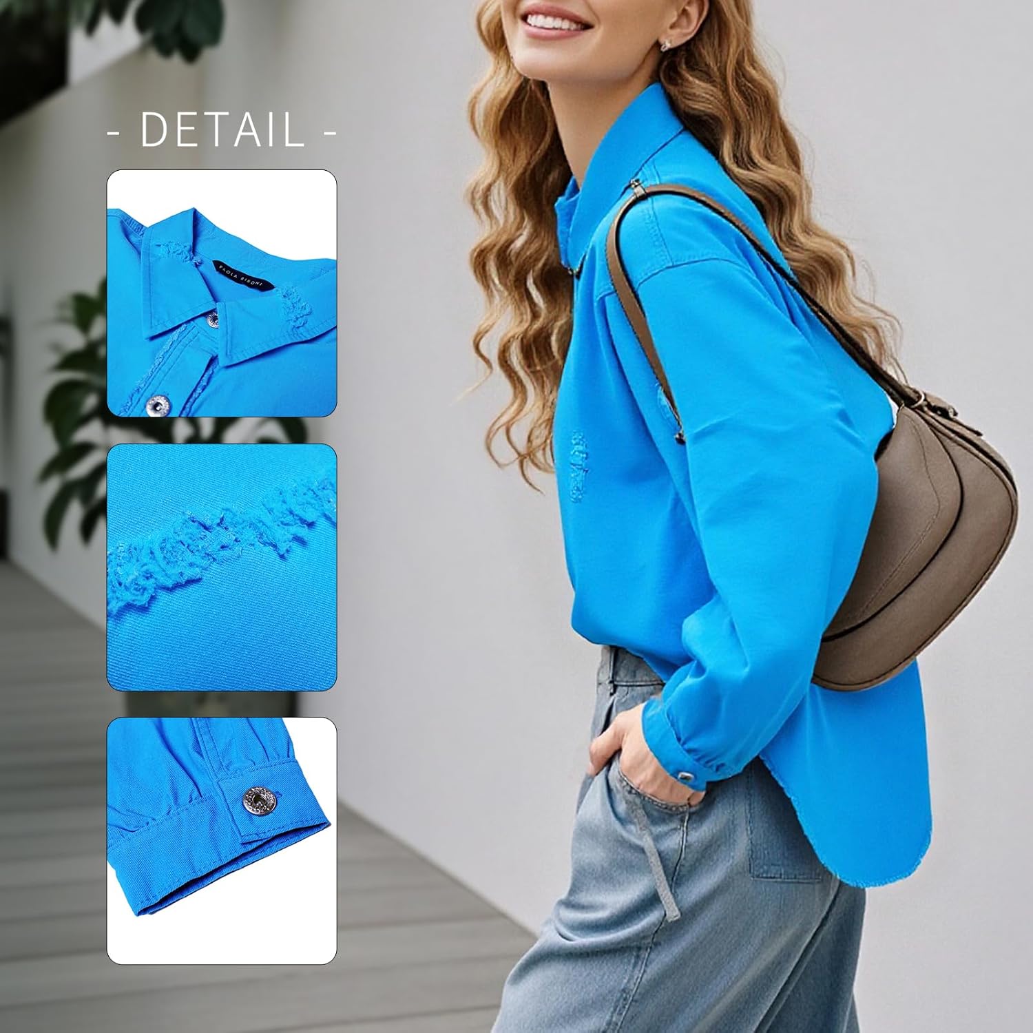 Women's Oversized Denim Jacket Jean Jacket Long Sleeve Casual Denim Shirt for Spring Fashion - Image 5