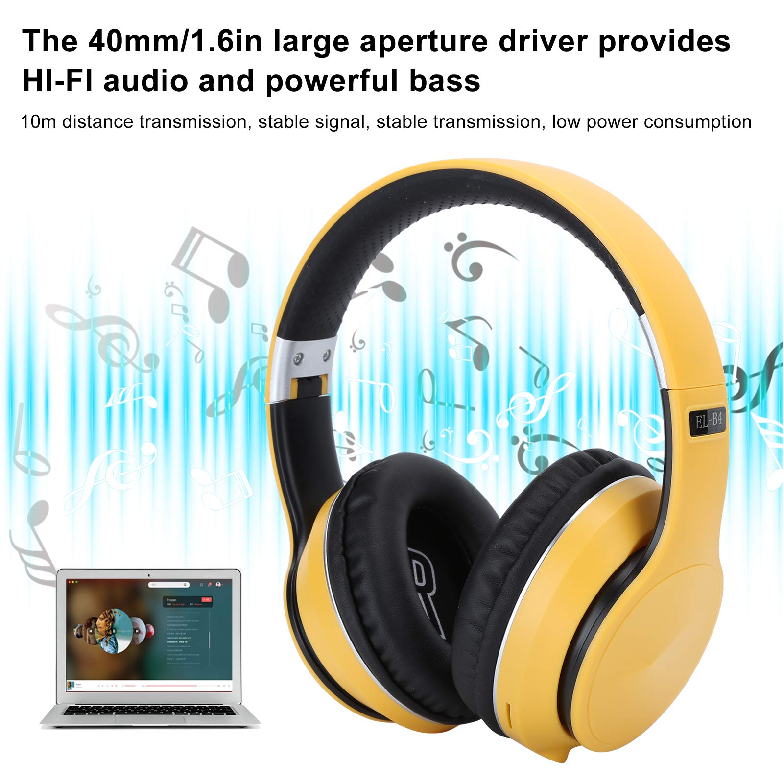 Bluetooth Headset, Head?Mounted Bluetooth Headphones Support FM Radio Foldable Retractable Noise-Cancelling Stereo Sport Earphone for Smartphone, Tablet, PC,