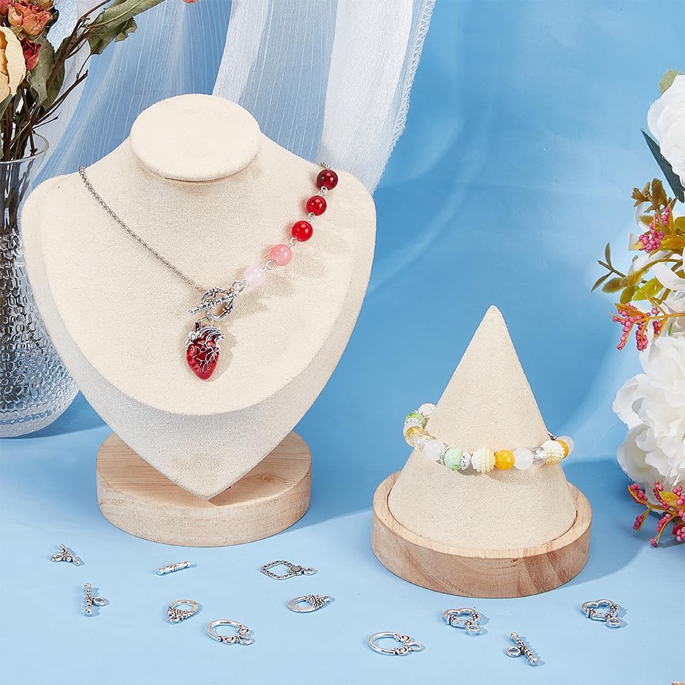 SUNNYCLUE 1 Box 100 Sets Toggle Jewelry Clasp Toggle Clasps Bracelet Closure Clasps Hollow Toggle Clasp Heart Round OT Clasp Silver IQ Clasps Connectors for Jewelry Making DIY Bracelets Necklace - Image 4