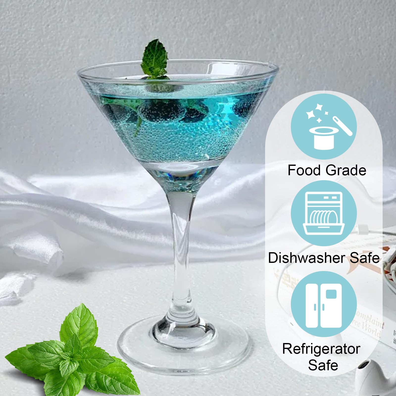 MIVIDE Lot de 6 Verre à Martini Cocktail 160 ml, Verres à Cocktail en Cristal, Verre à Martini pour Restaurants, Fêtes, Maison, Passe au Lave-Vaisselle