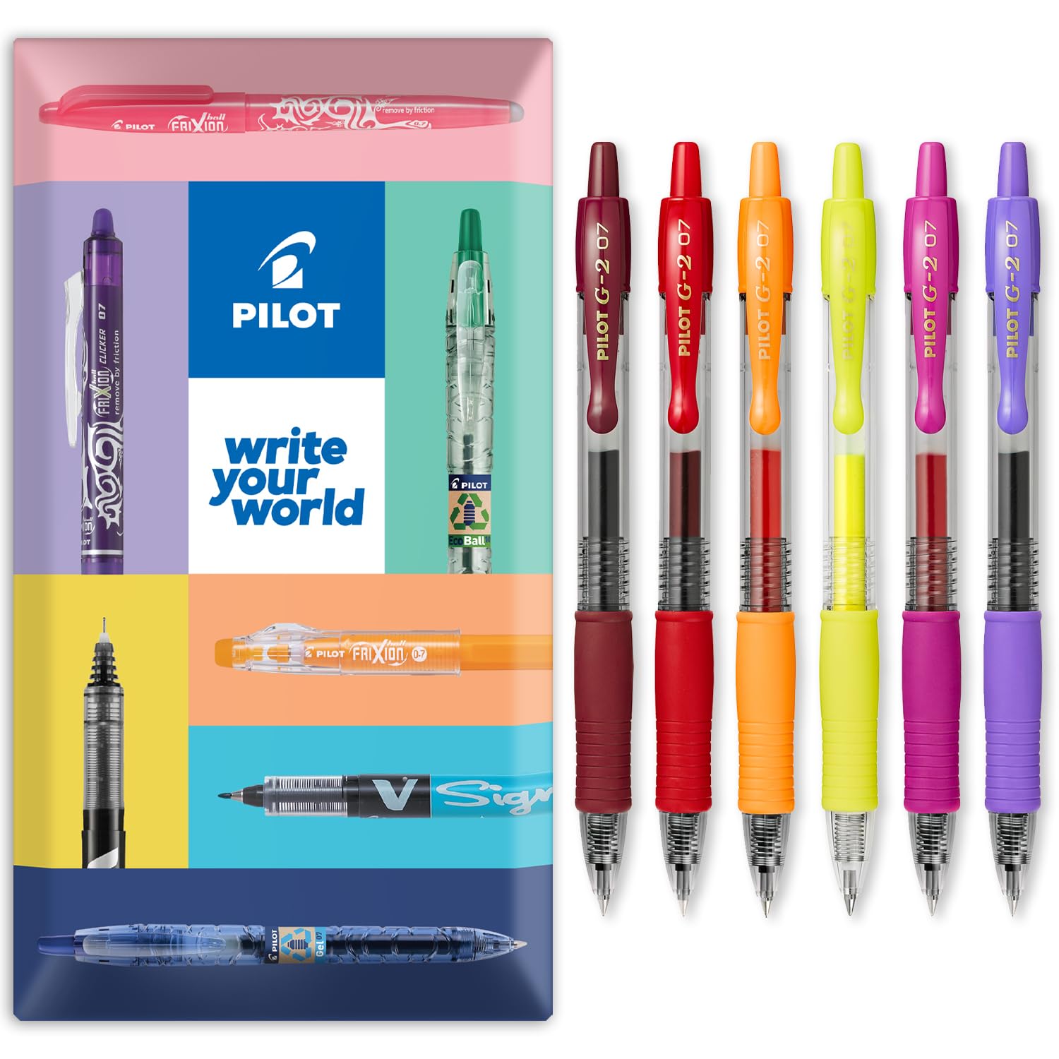 G-2 Retractable Gel Ink Rollerball Pens - 0.7mm Nib Tip - In Envelope Gift Packaging - Pack Set of 6 - Sunset Tones